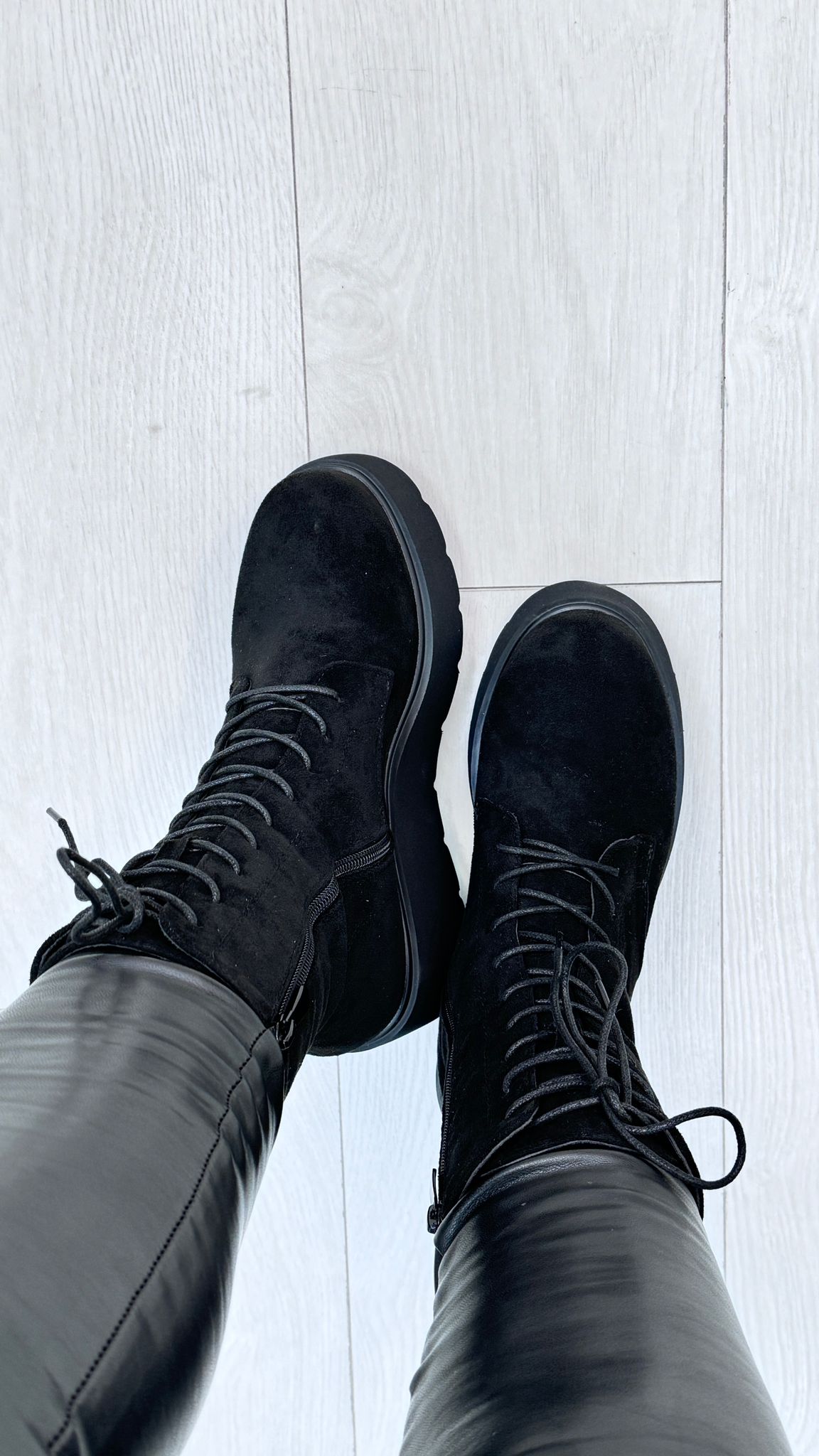 Frankie Faux Suede Lace Detail Platform Boots