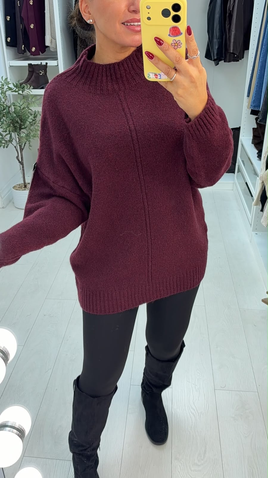 Sadia Plain High Neck Longline Jumper