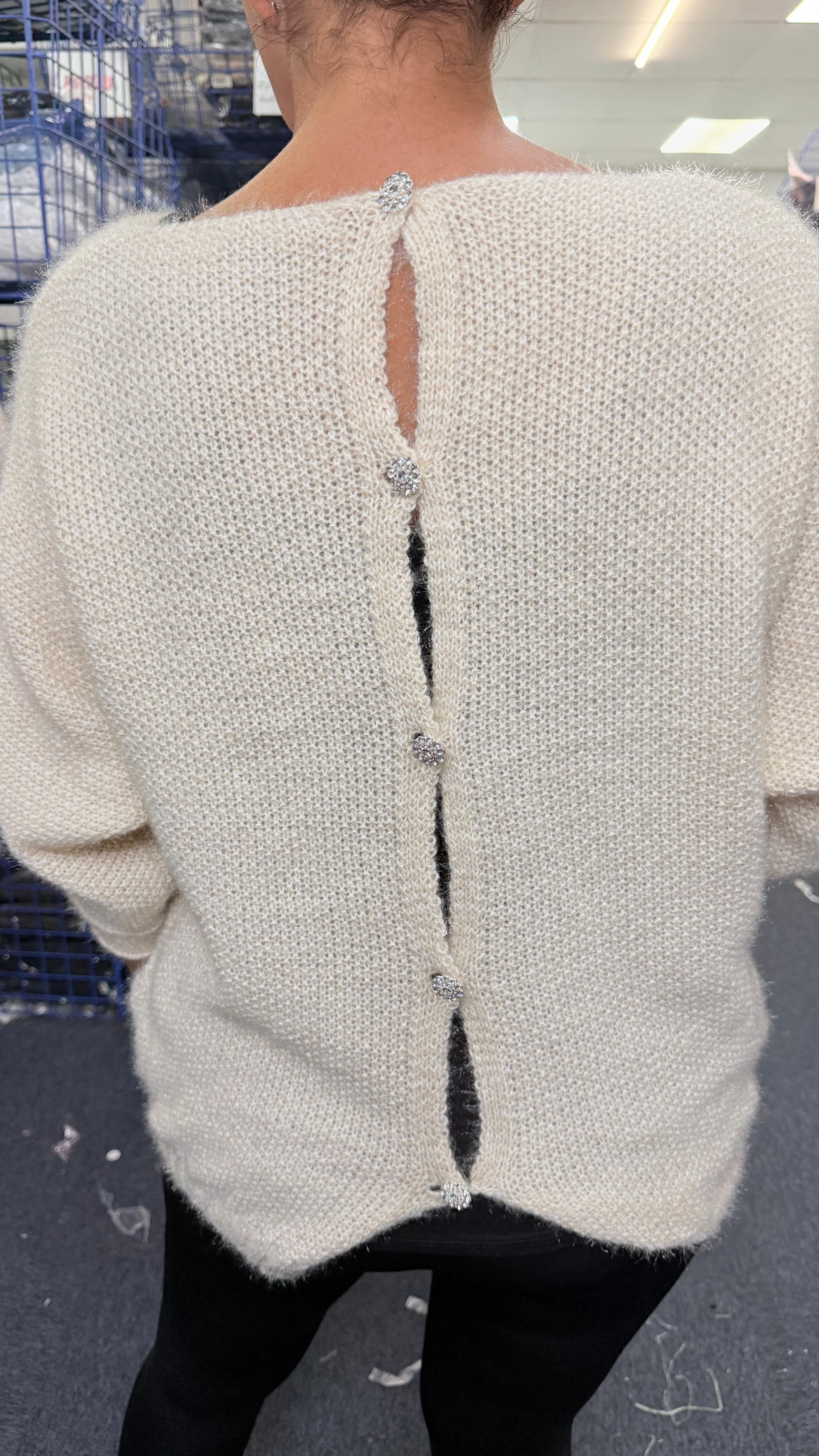 Eliora Super Soft Embellished Button Back Jumper