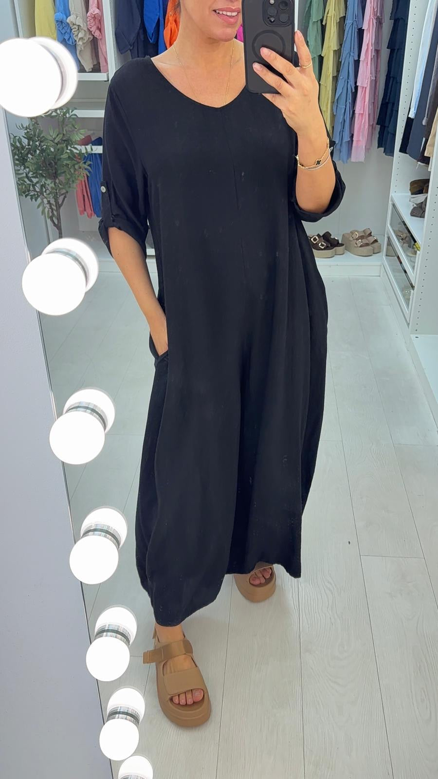 Amalia Plain Loose Fit Wide Leg Jumpsuit