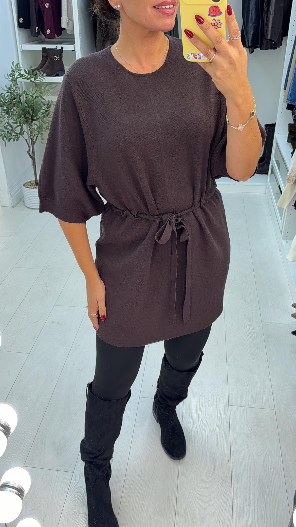 Abbie Plain Drawstring Waist Jumper Dress