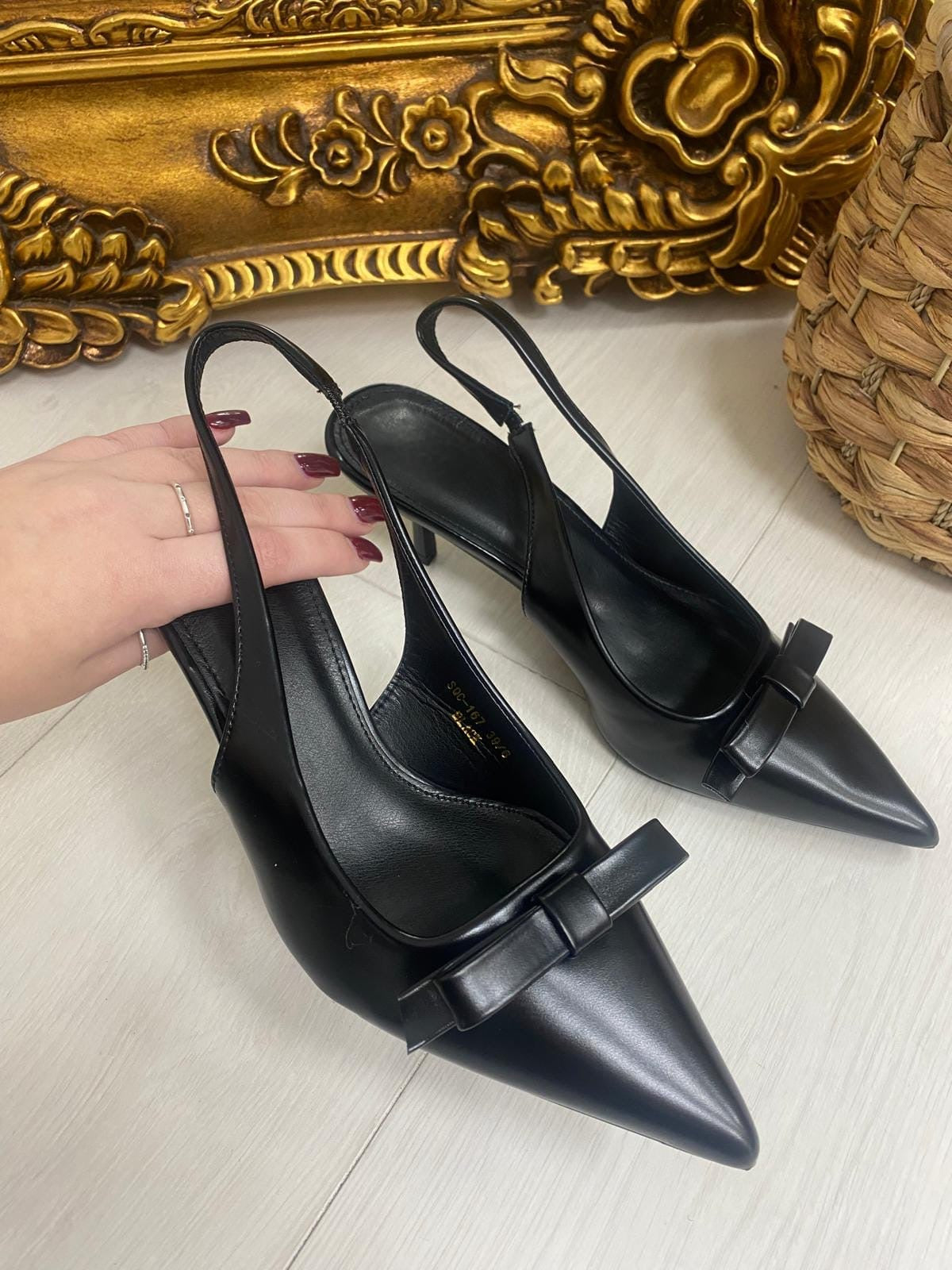 Maria Faux Leather Bow Detail Slingback Heels