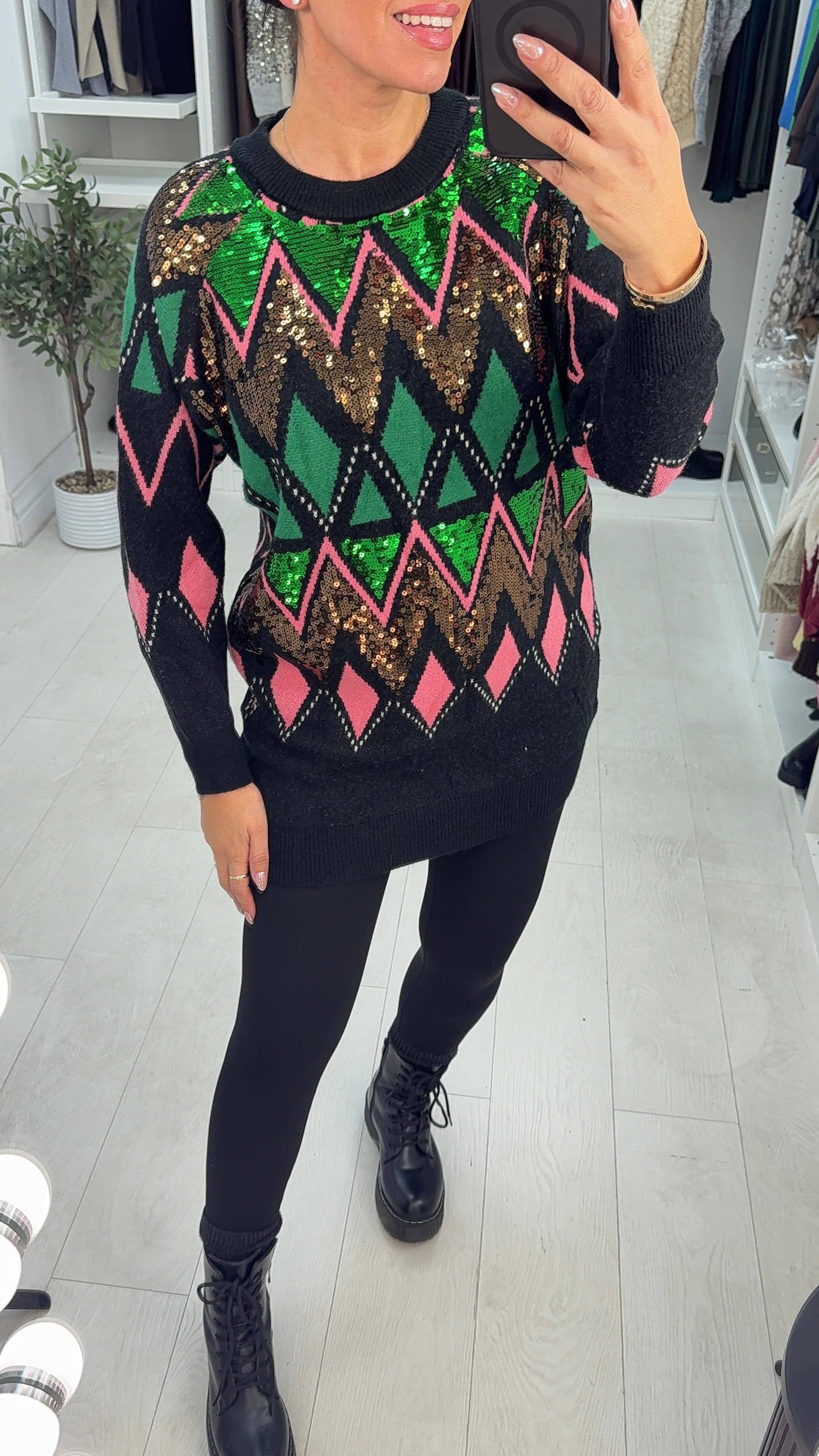 Louanna Sequin Embellished Longline Jumper
