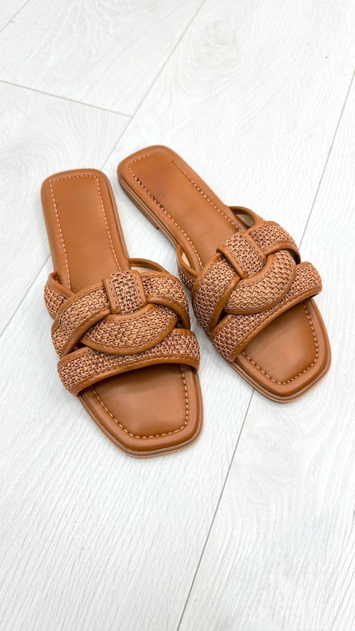 Kamilla Woven Faux Leather Flat Sliders