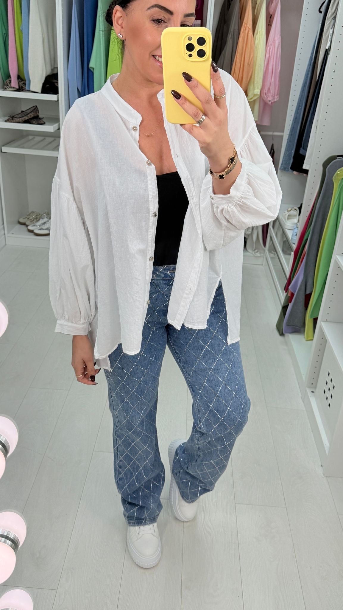 Kaliah Diamante Detail Straight Leg Jeans