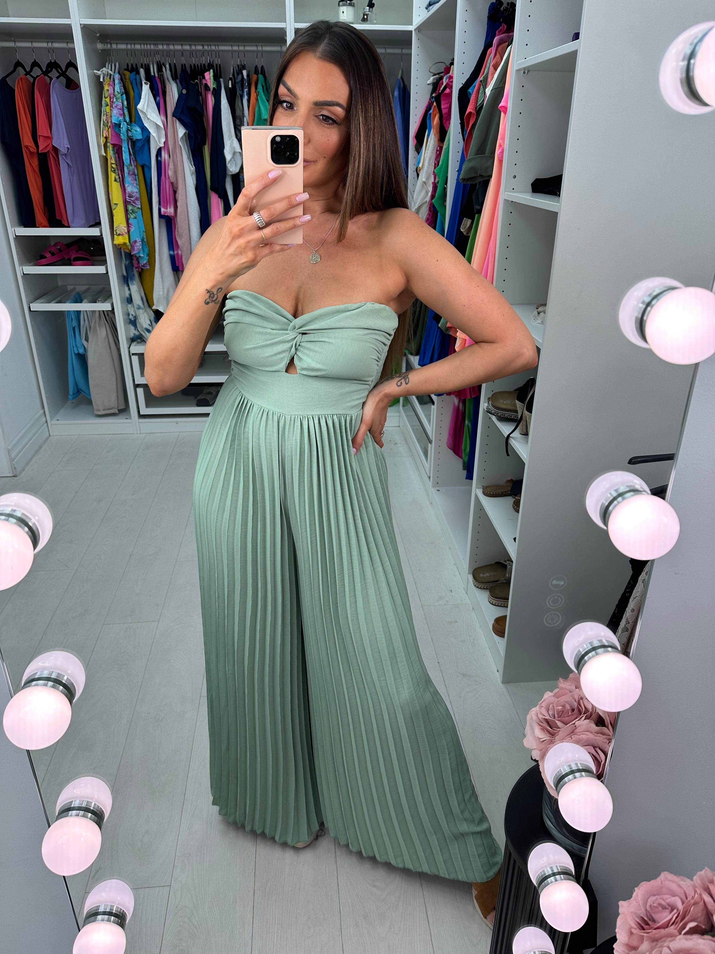 Agostina Pleated Jumpsuit With Padded Bust