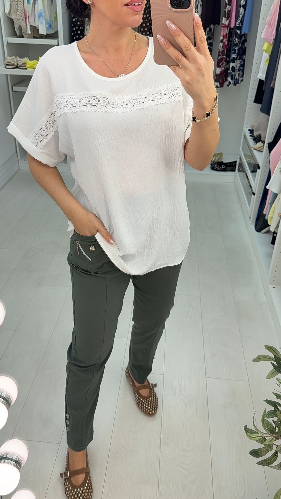 Charley Plain Lace Detailed Loose Fit Top