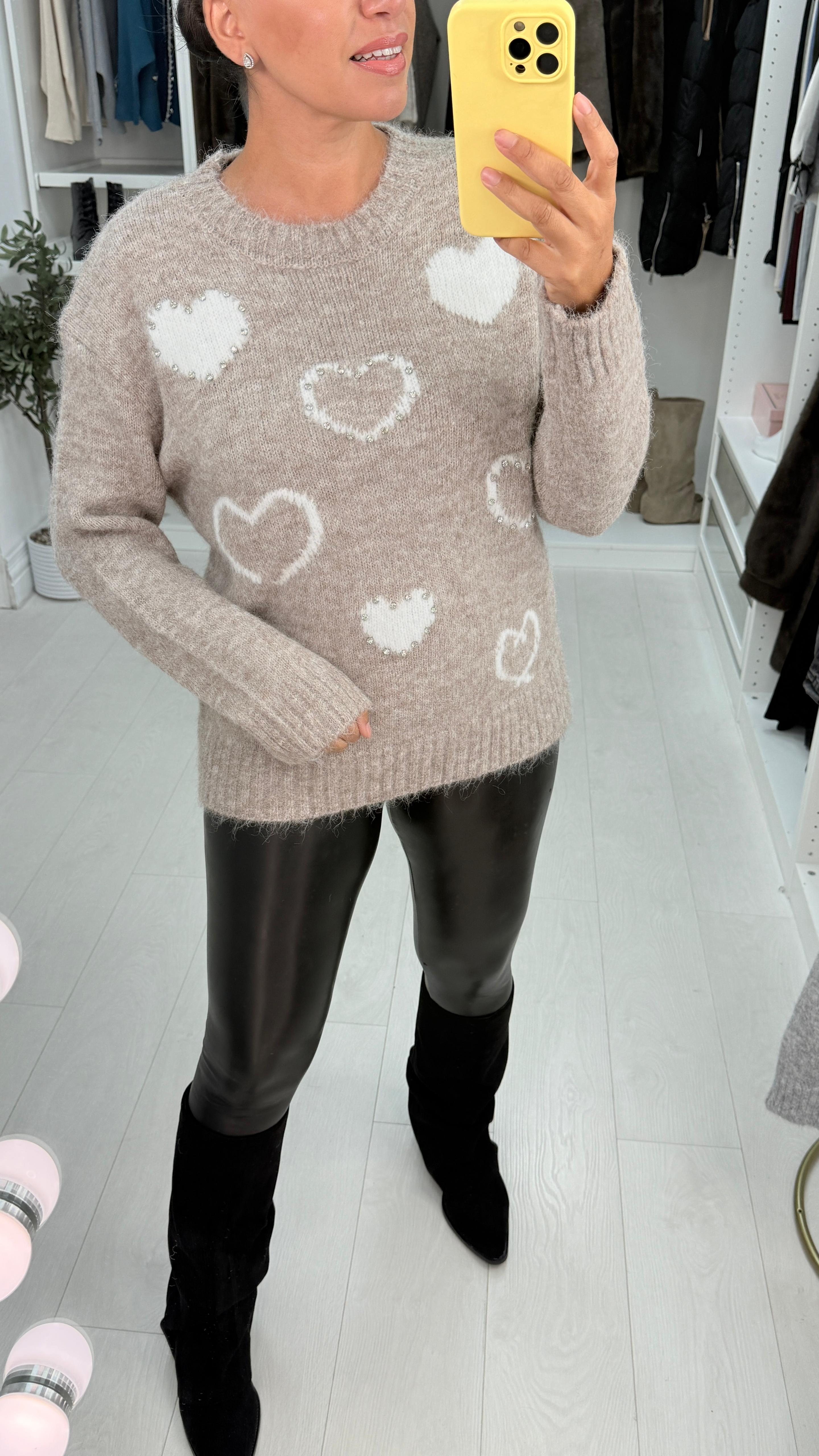 Adora Heart & Diamante Detailed Super Soft Jumper