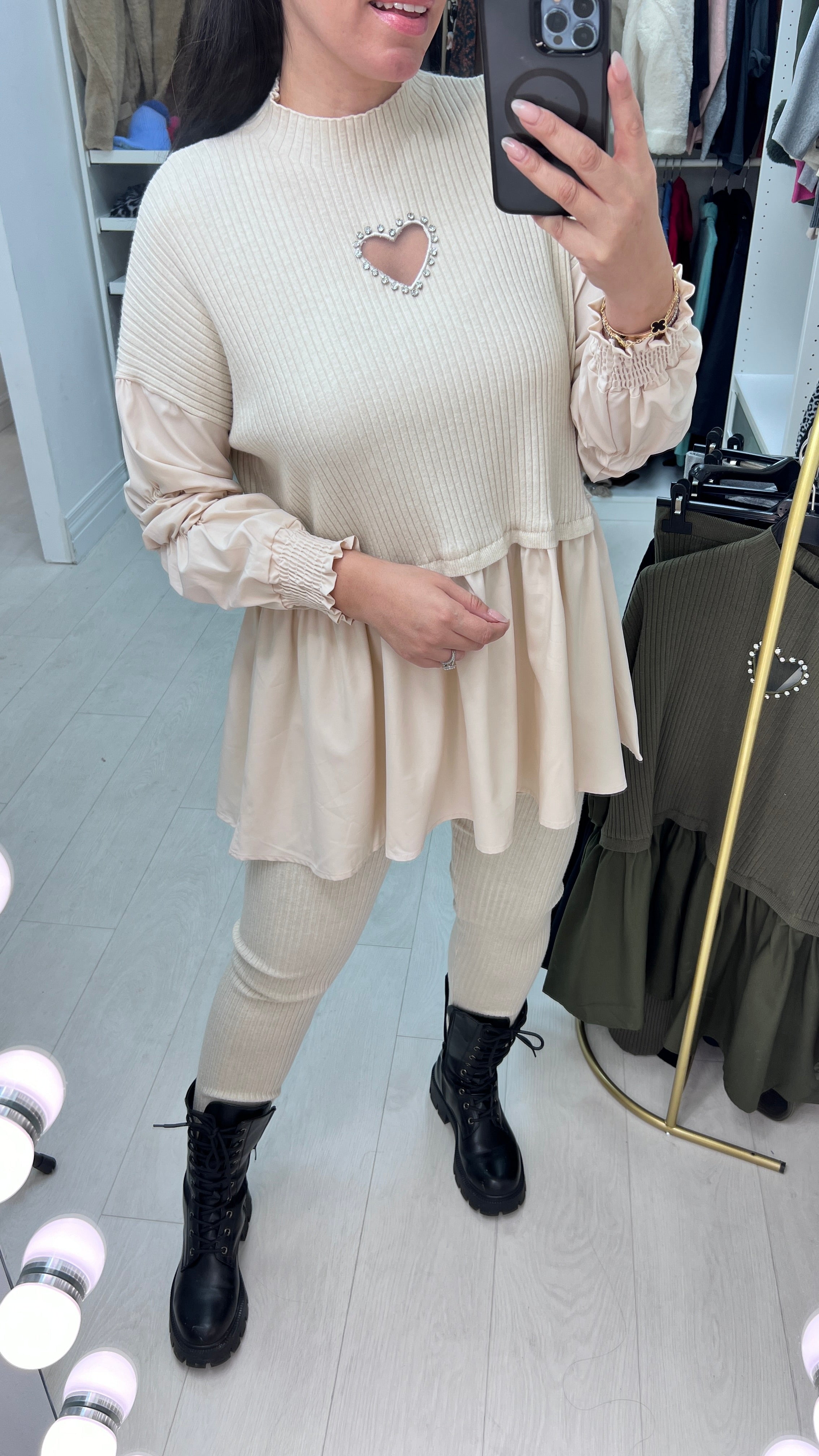 Imani Heart & Blouse Hem Loungewear Set