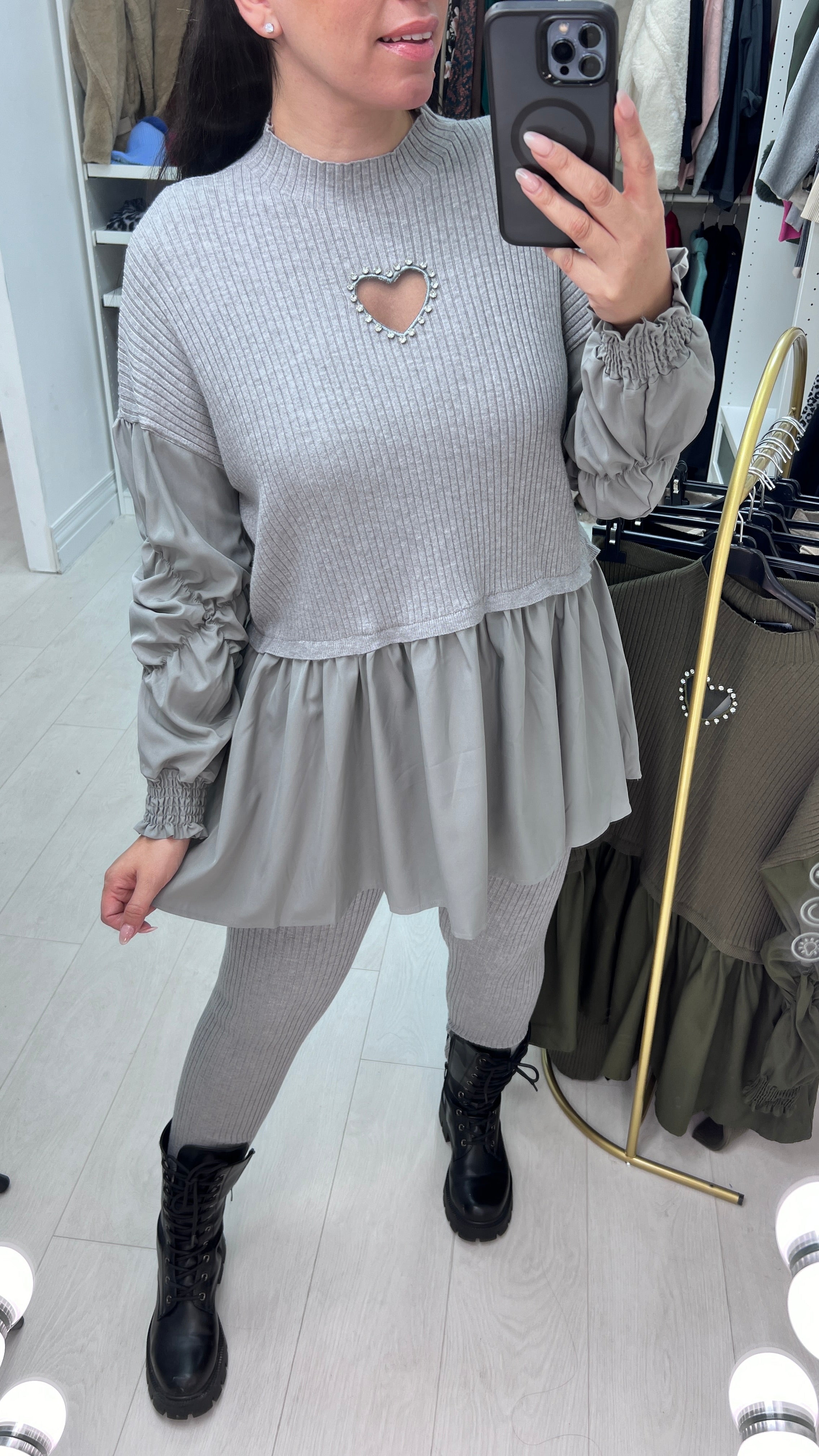 Imani Heart & Blouse Hem Loungewear Set