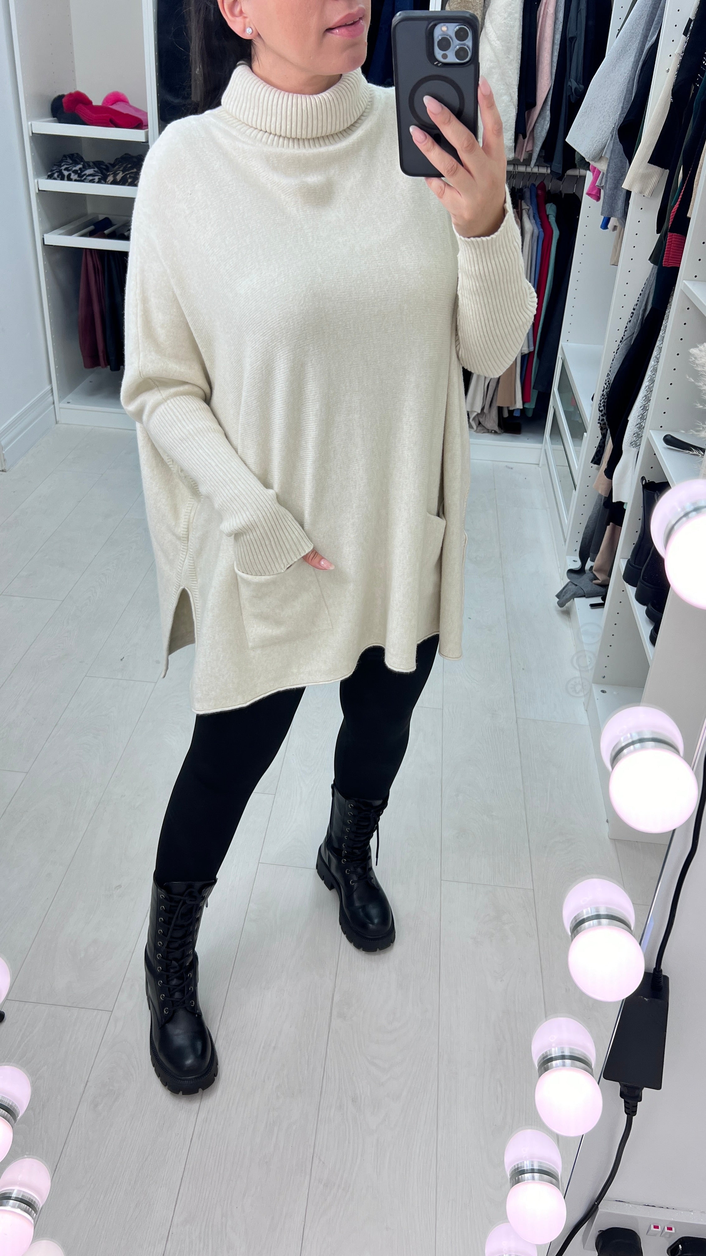 Zachary Roll Neck Oversized Button Back Jumper