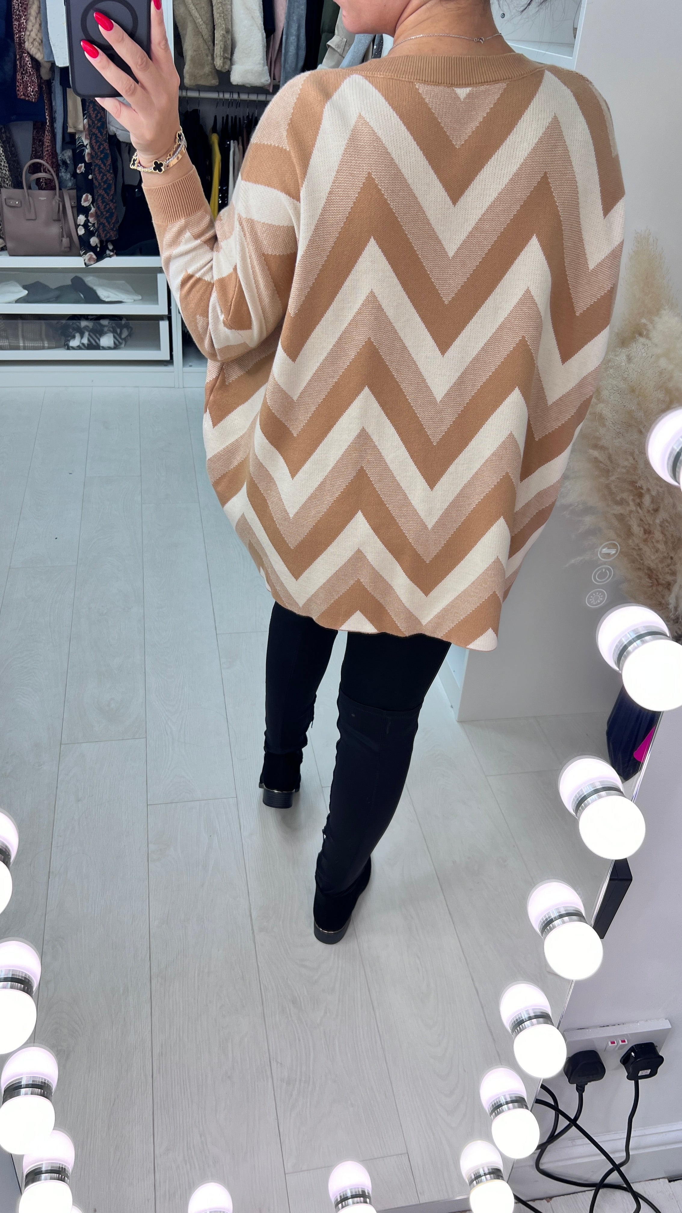 Zaida Zig Zag V Neck Knit Jumper