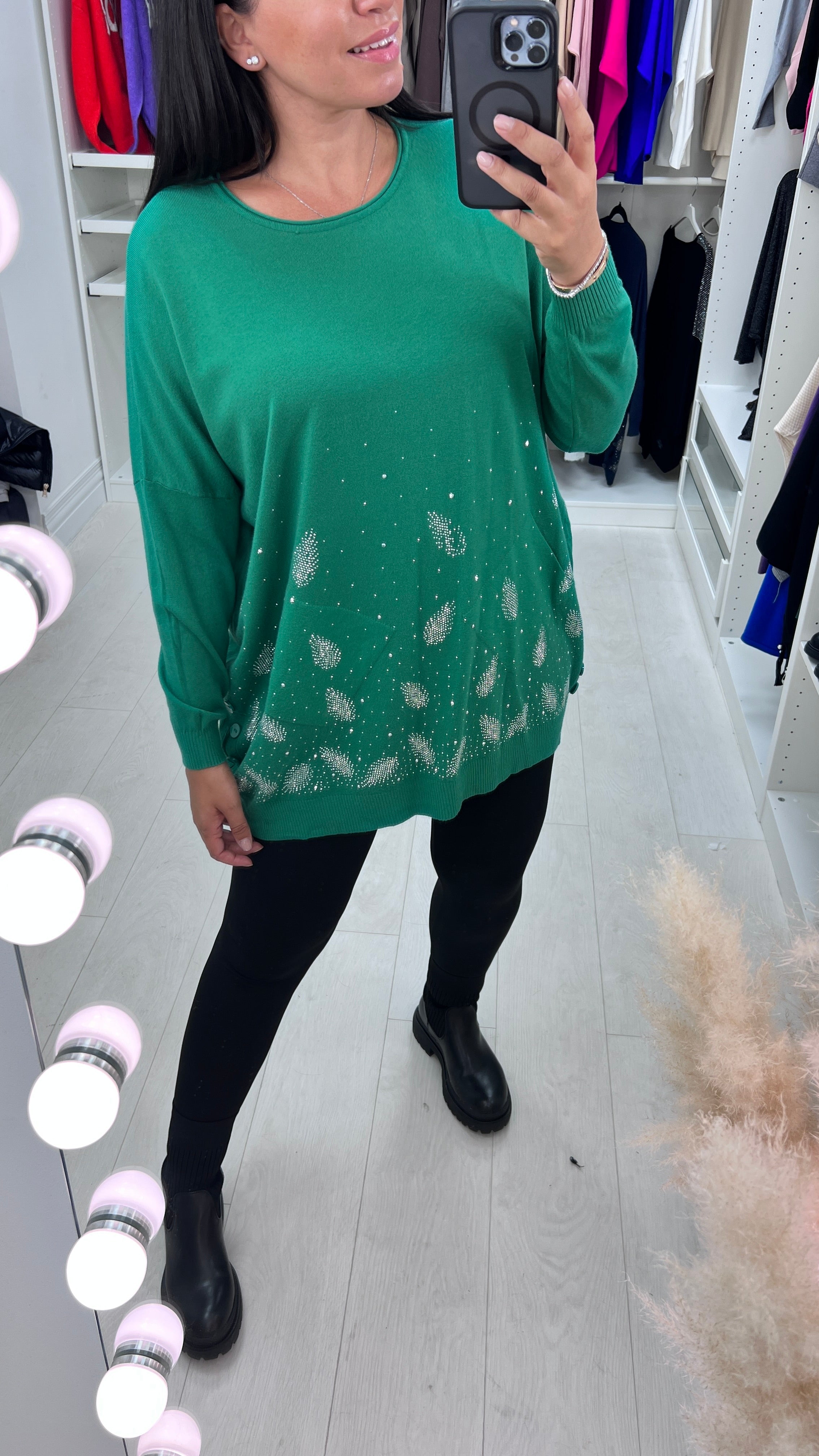 Zainab Diamante Scatter Leaf Oversized Jumper