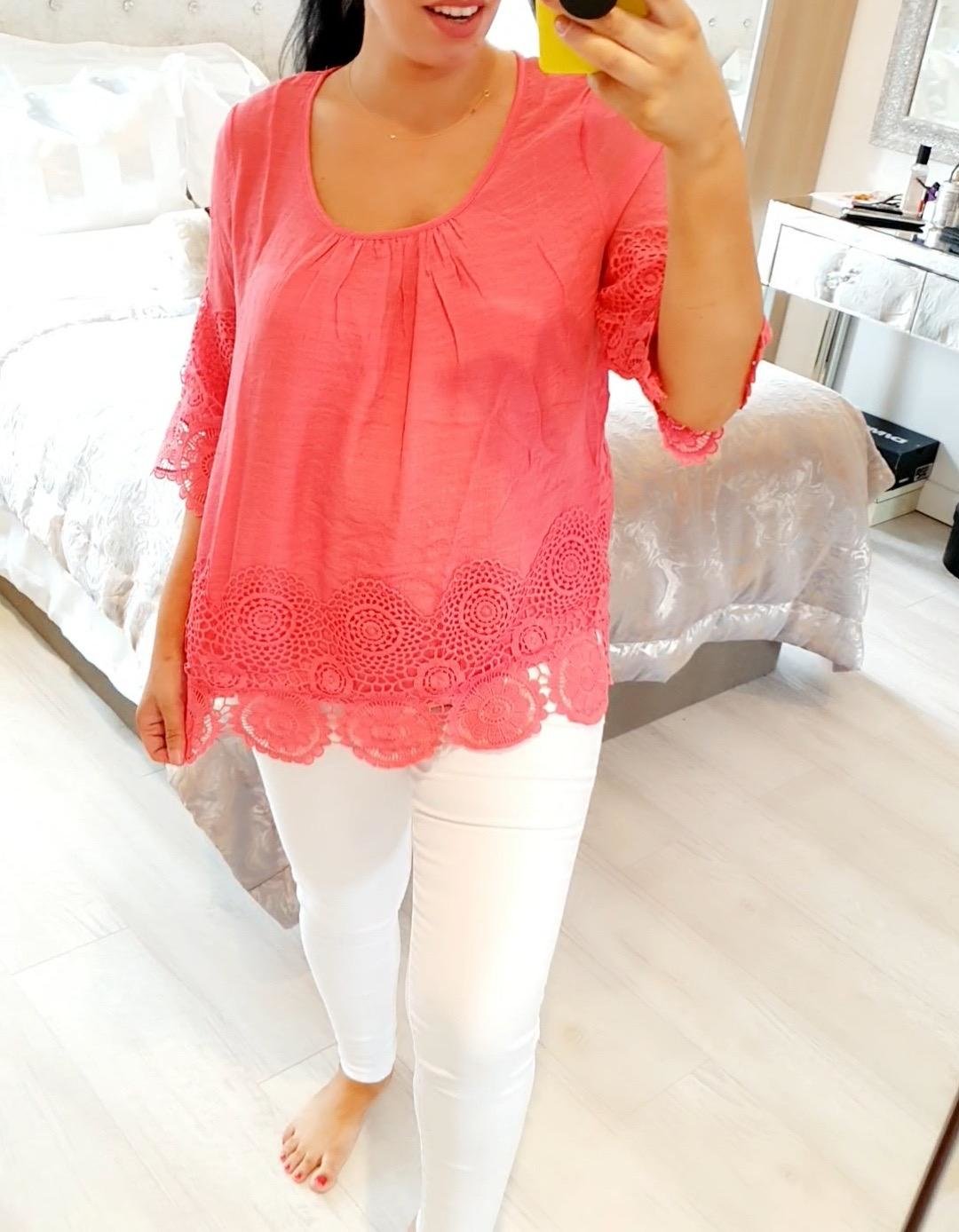 Yara Loose Fit Crochet Detailed Top