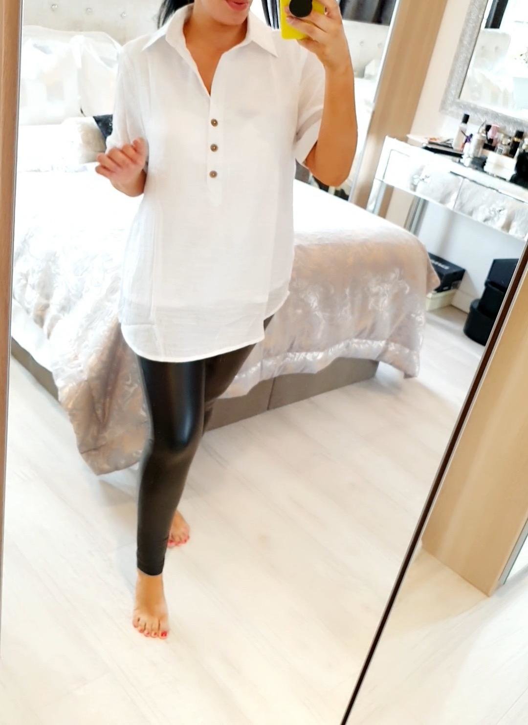 Lucille Loose Fit Linen Button Dipped Hem Shirt