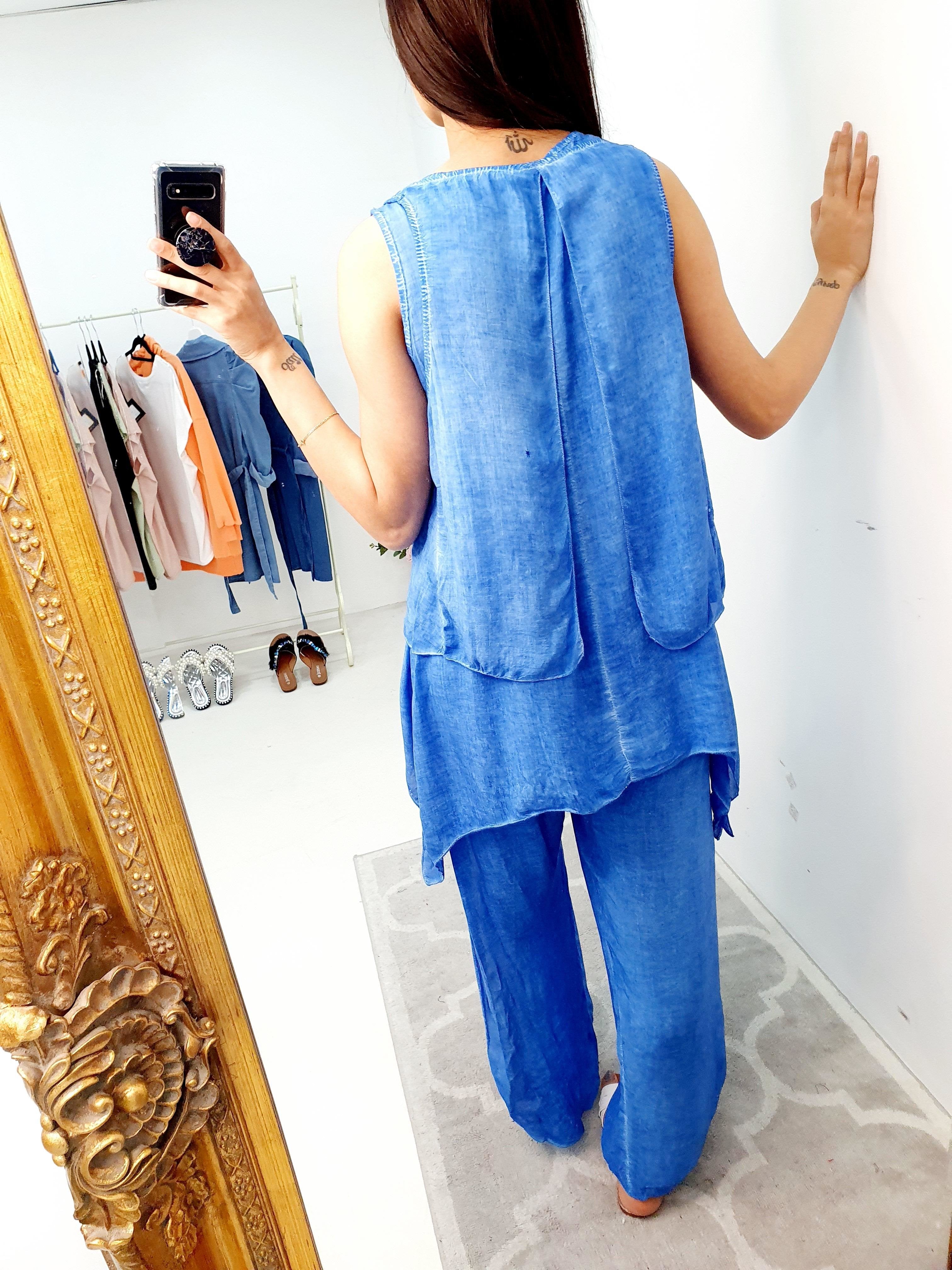 Nayeli Double Layer Top Split Leg Hareem Set