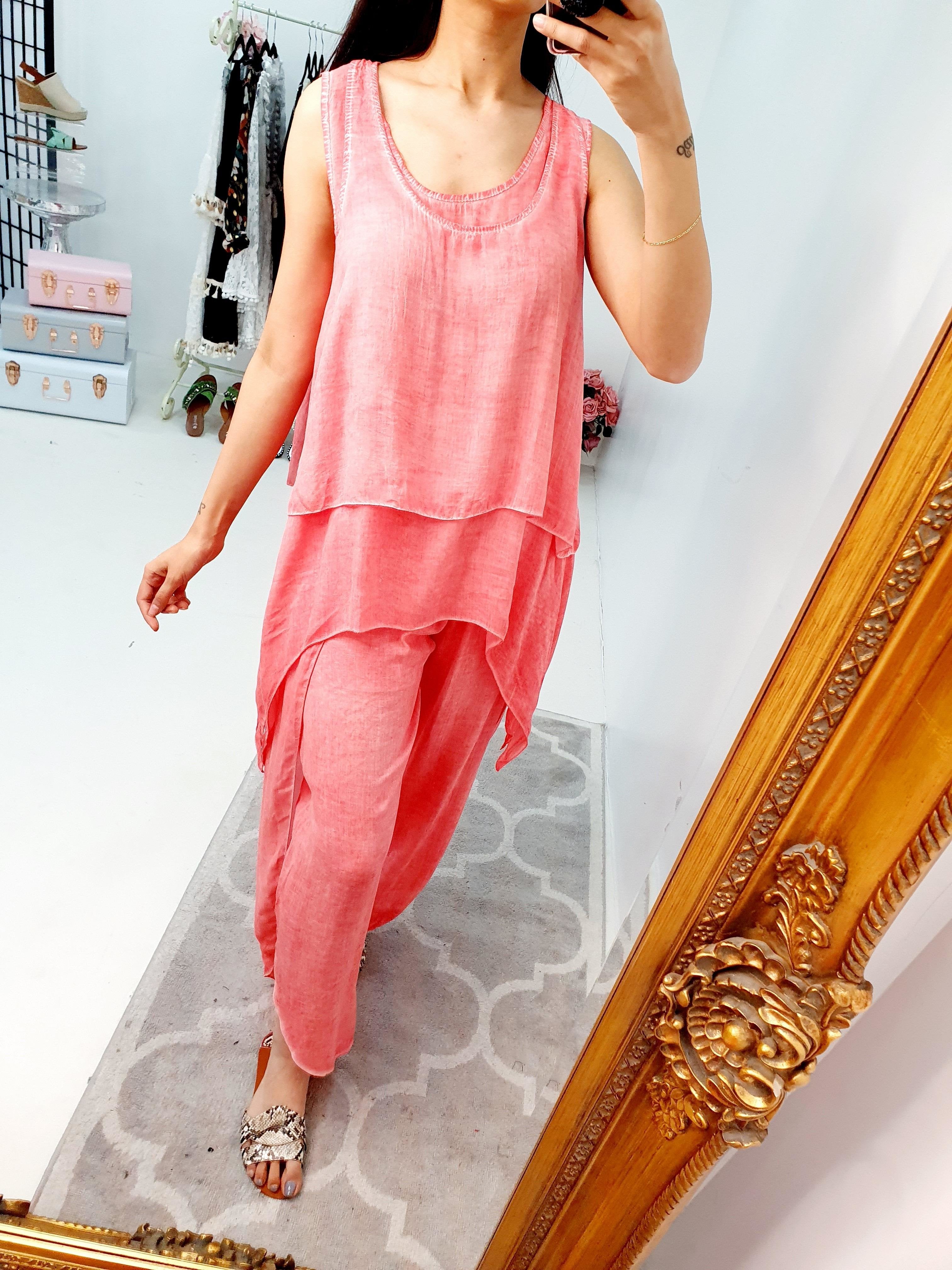 Nayeli Double Layer Top Split Leg Hareem Set