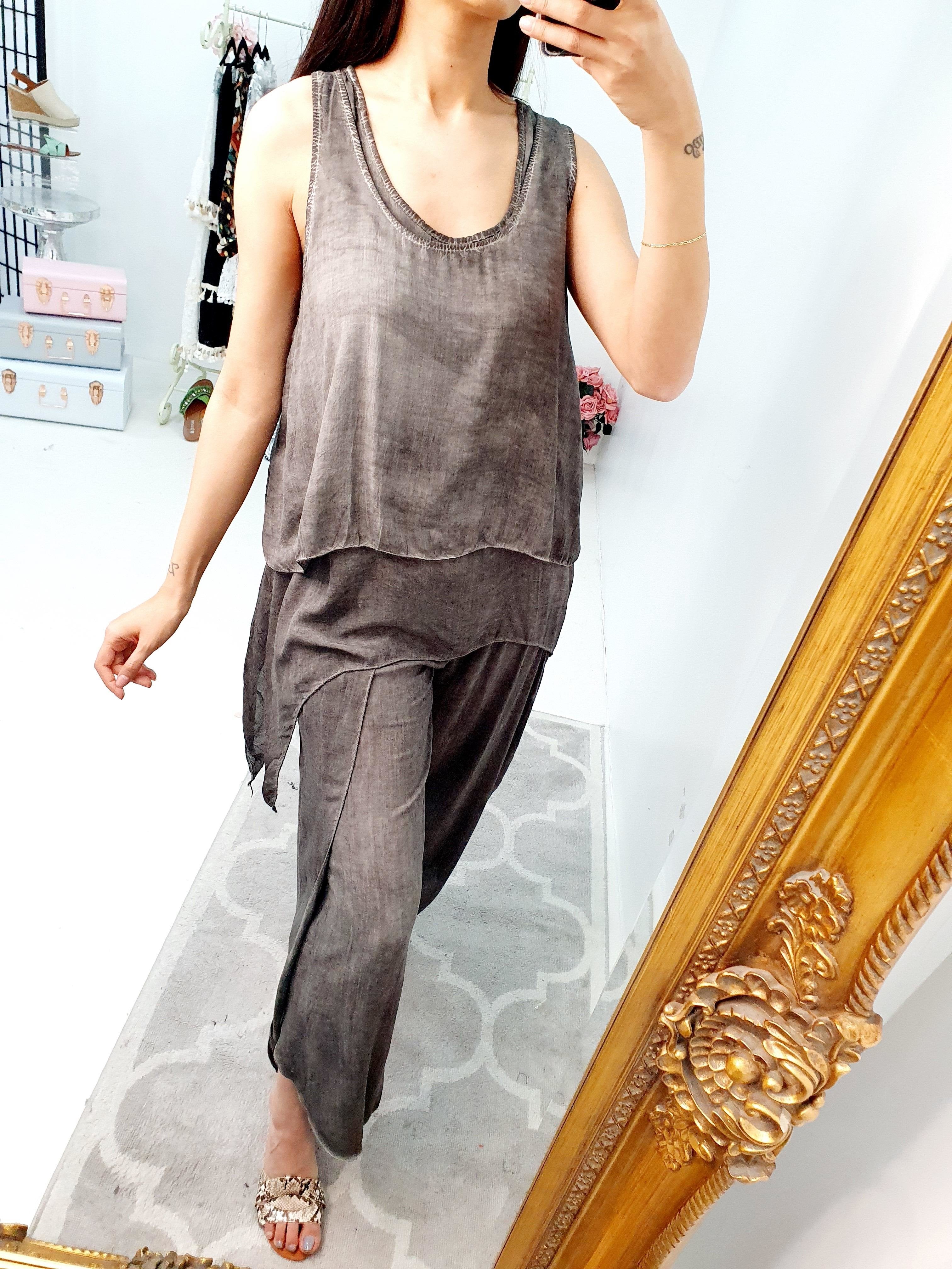 Nayeli Double Layer Top Split Leg Hareem Set