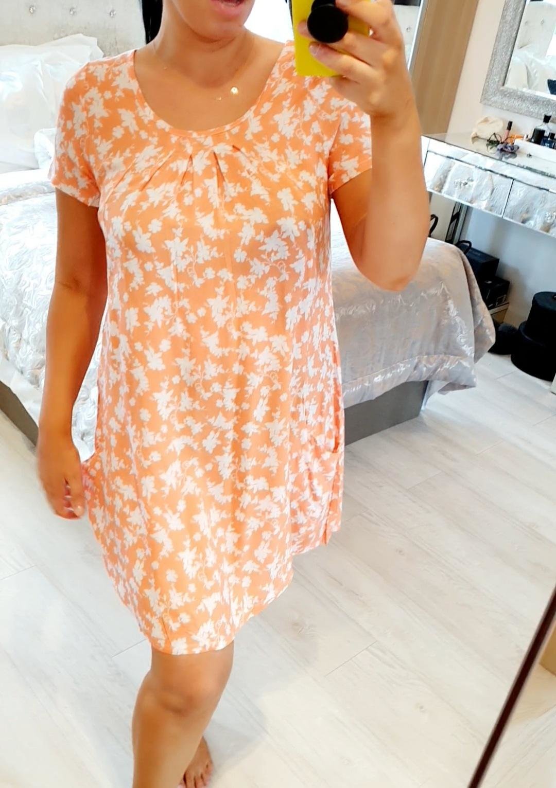 Jennifer Orange Floral Print Light Weight Pocket Top