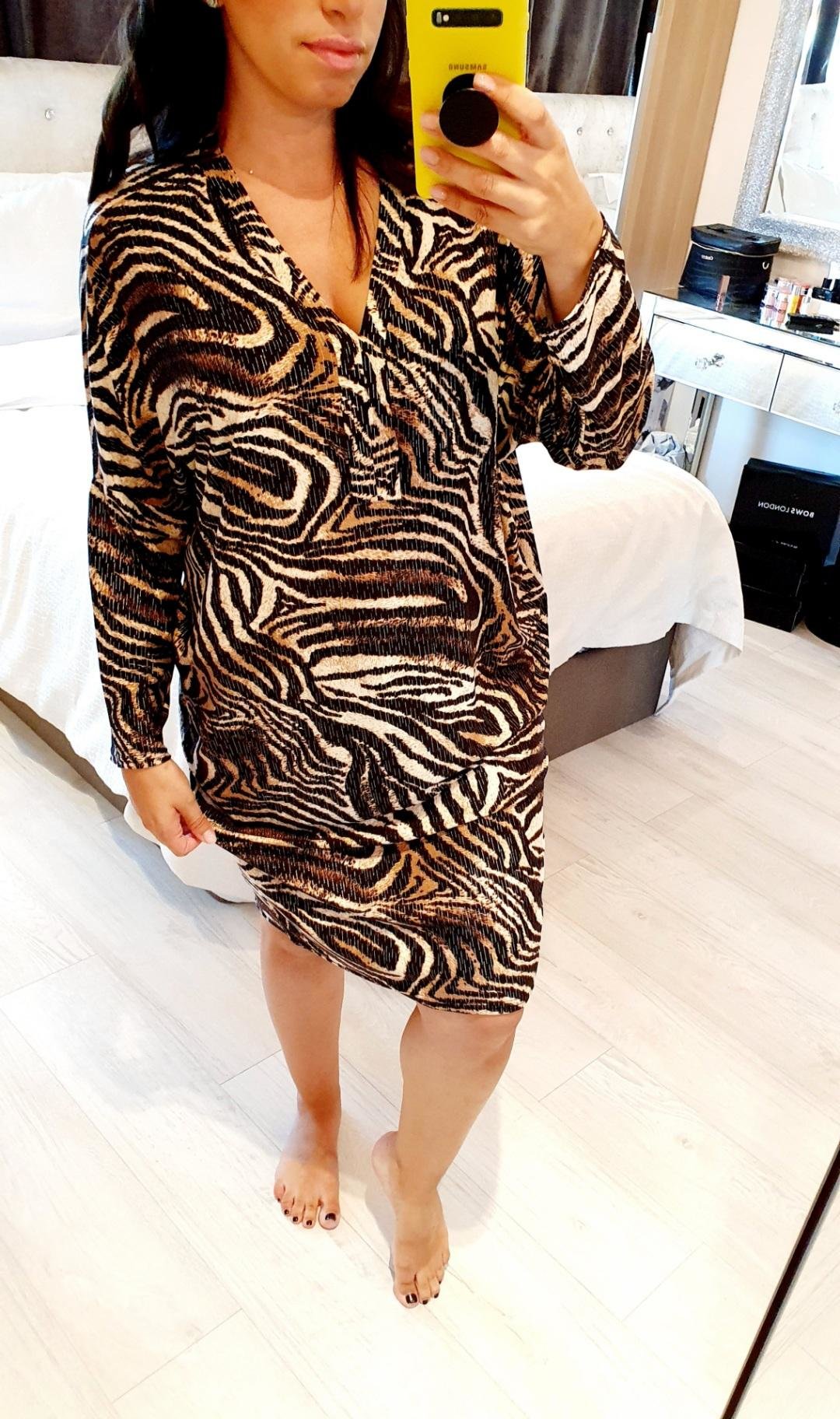 Myleena Oversized Animal Print Smock Dress
