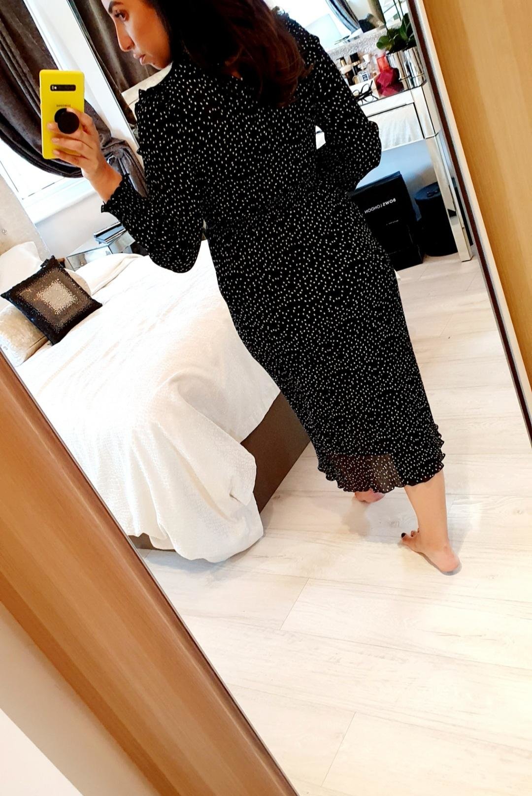 Paxon Polka Dot Elasticated Chiffon Midi Dress