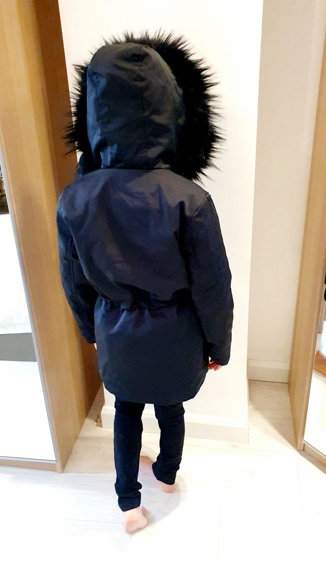 Polly Black Kids Faux Fur Hooded Coat