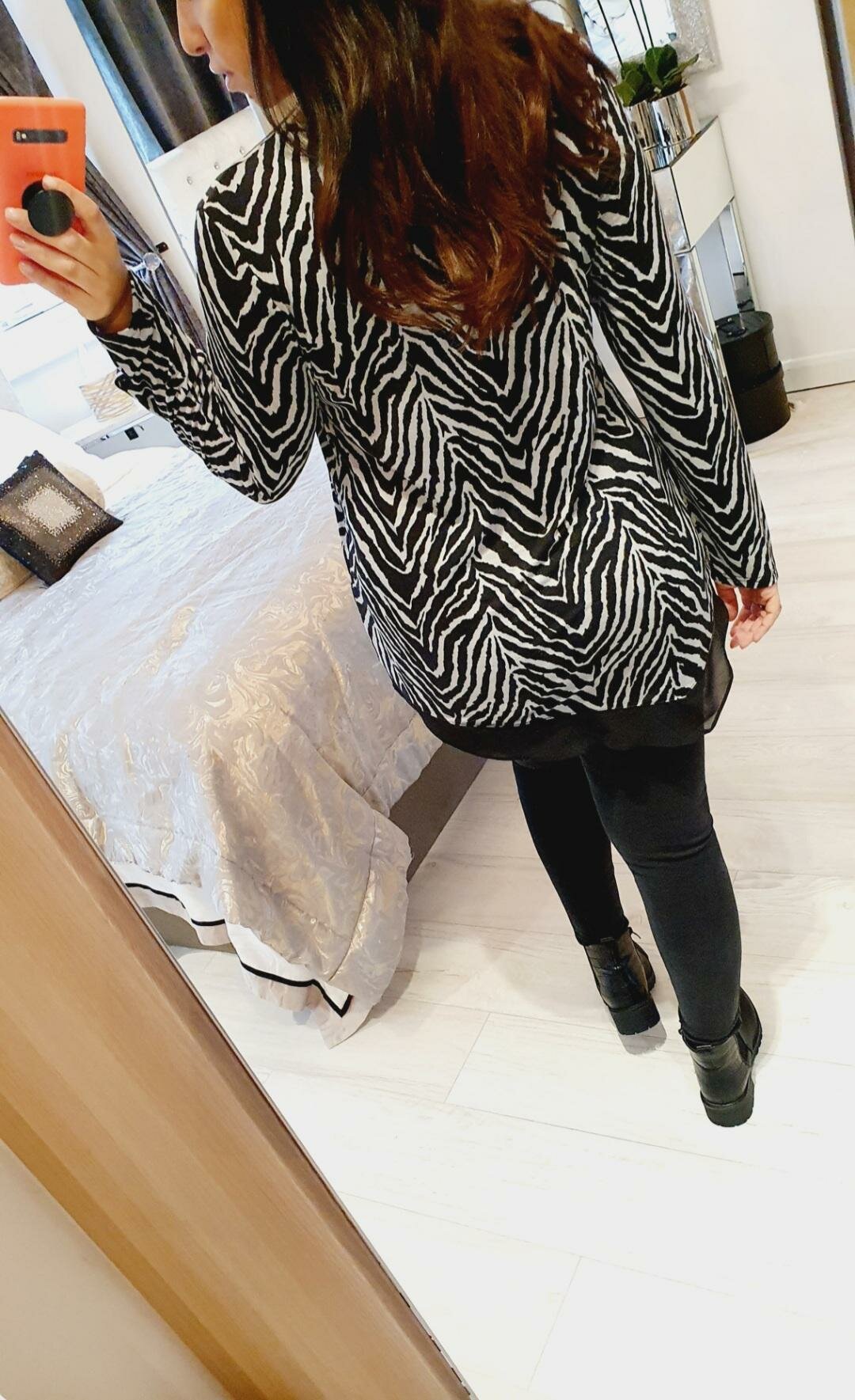 Gael Zebra Print Chiffon Asymmetric Hem Thin Top