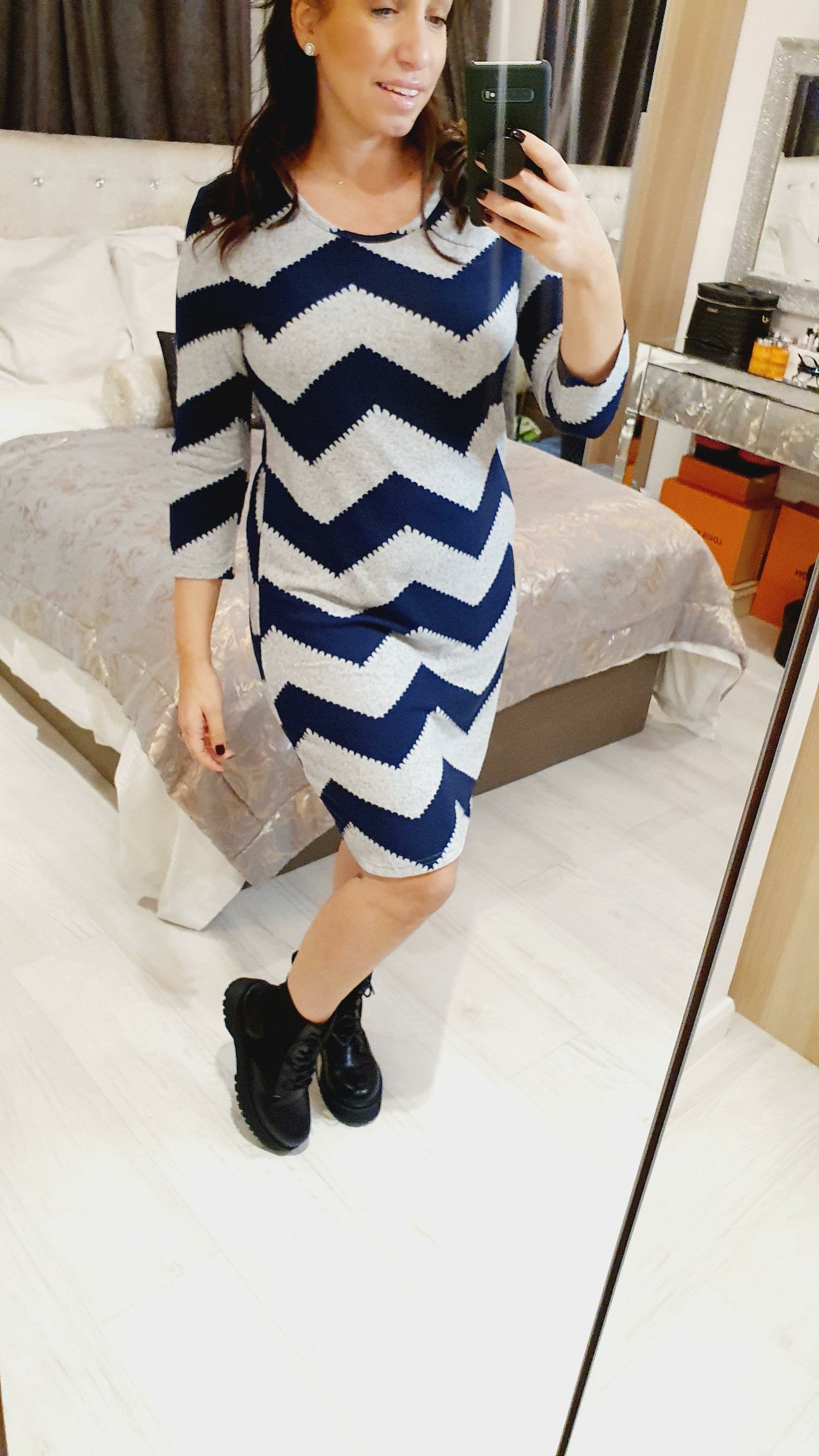 Gretchen Super Soft Zig Zag Printed Knitted Dress