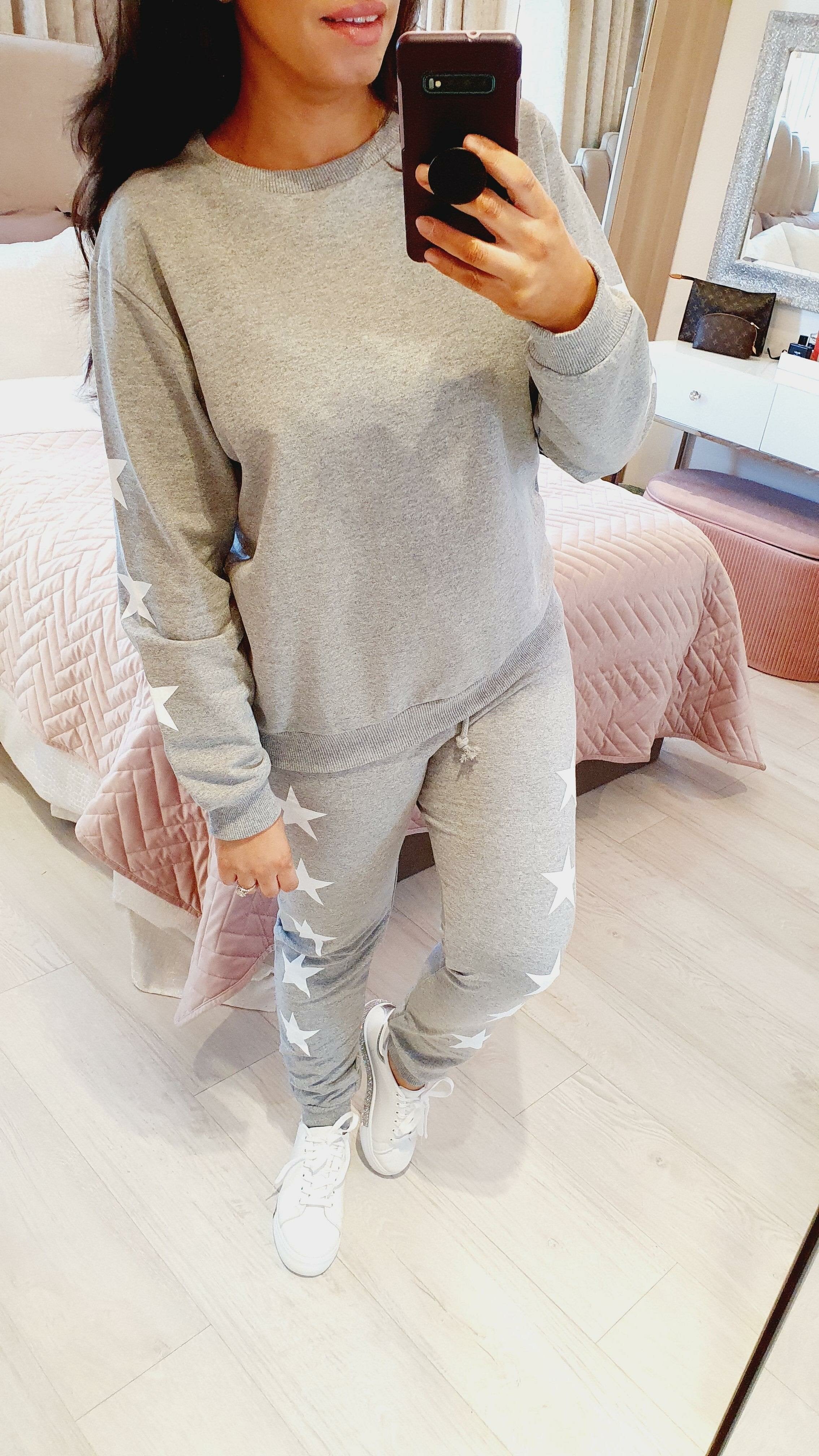 Palmera White Star Detailed Soft Loungewear Set