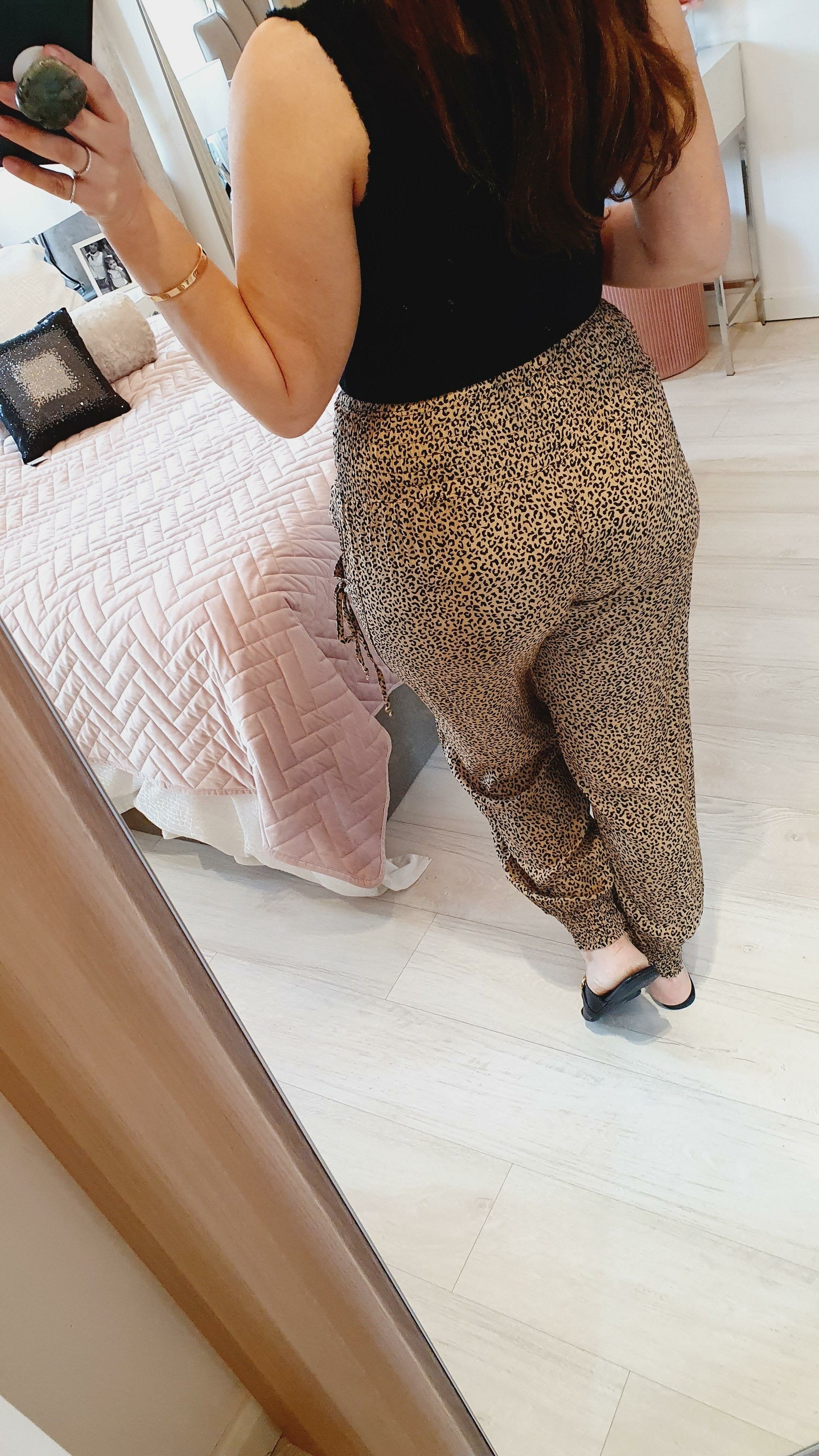 Kensington Leopard Print Tie Pocket Elasticated Hareem Trousers