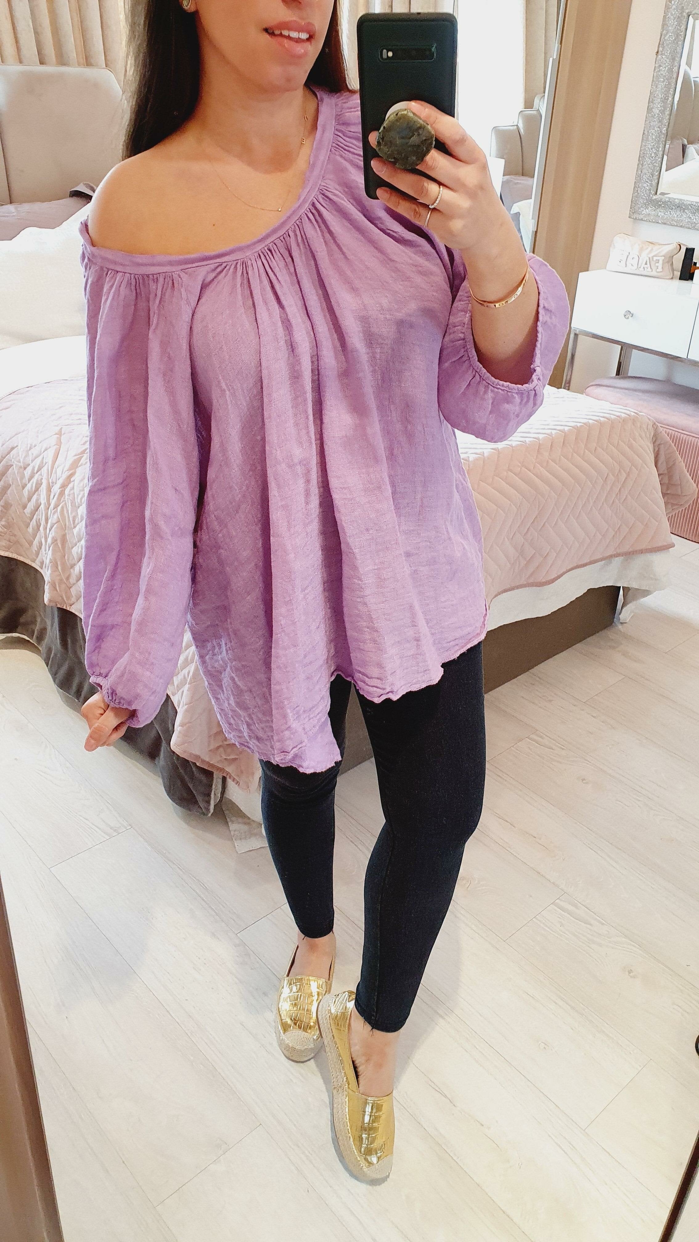 Martha Wide Sleeve Tie Back Linen Loose Fit Top