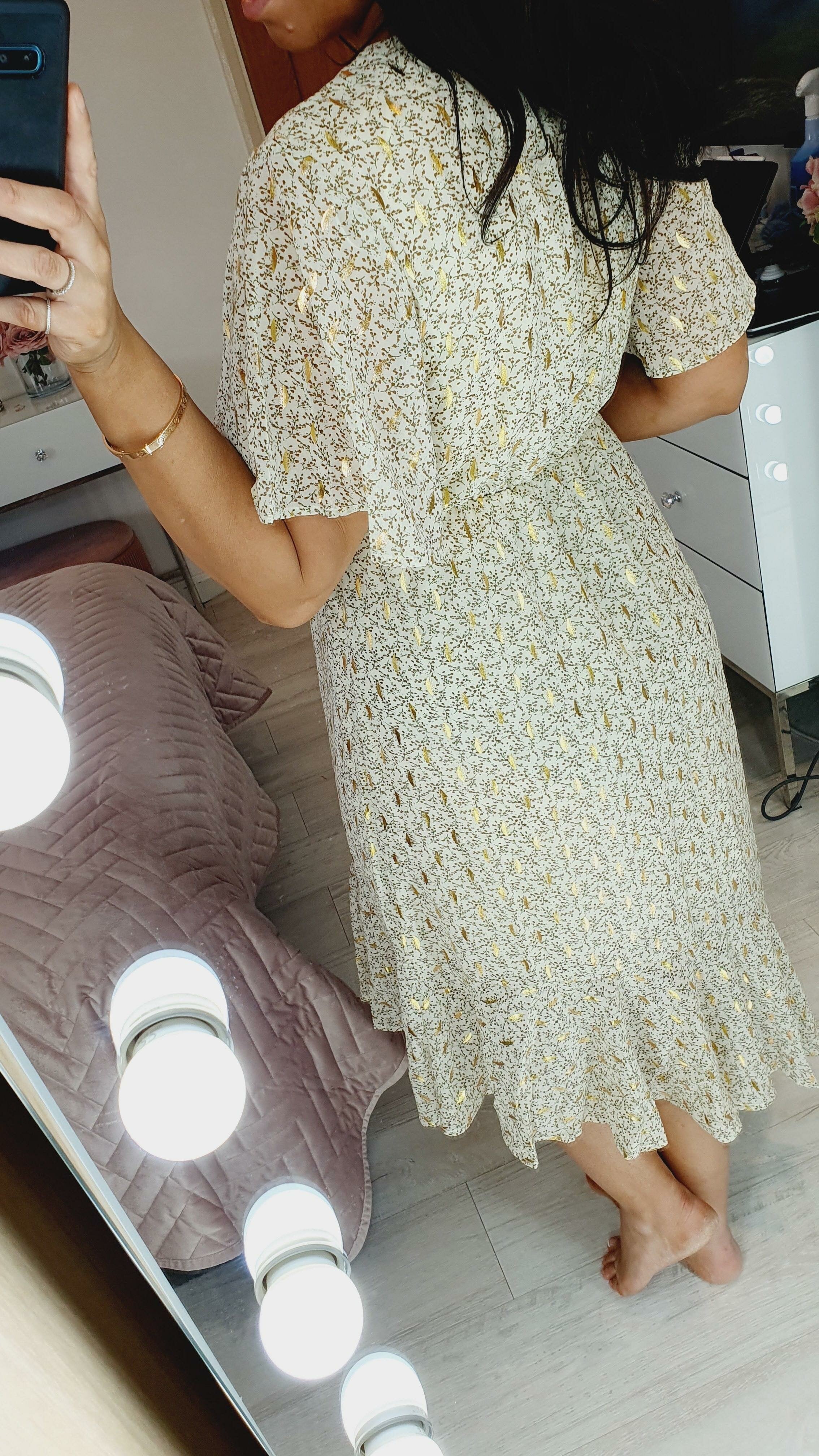 Yassy Paisley Gold Detail Wrap Asymmetric Swing Dress