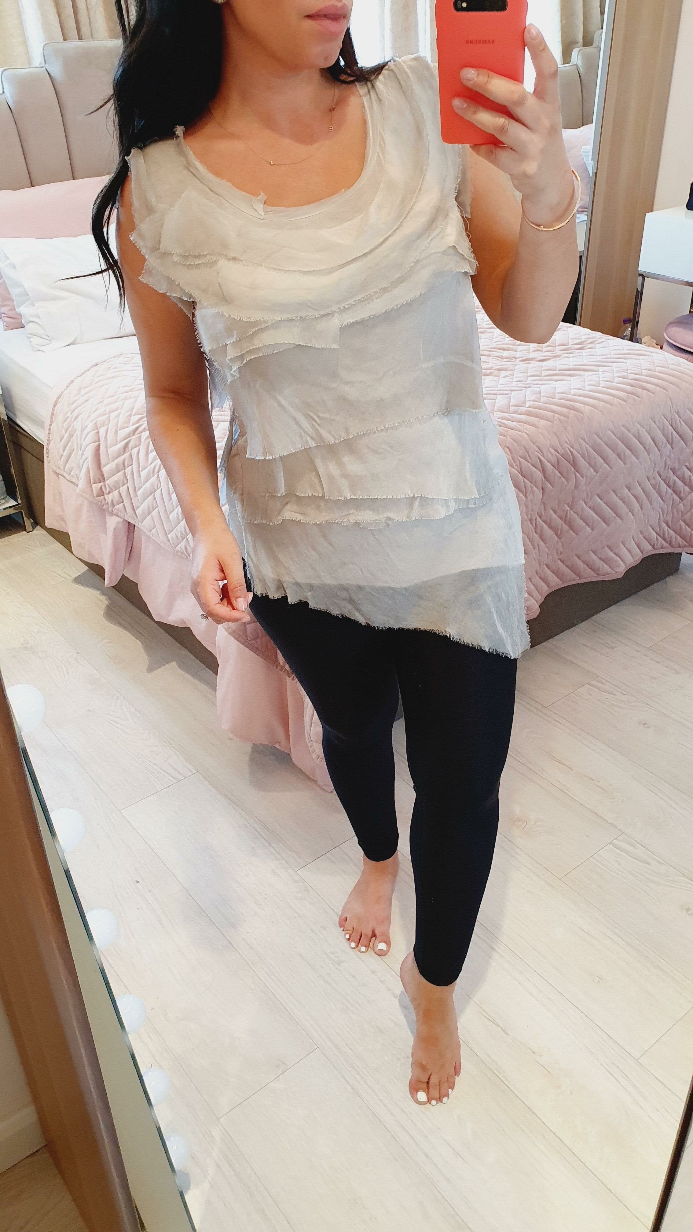 Nels Ruffle Silk Asymmetric Top