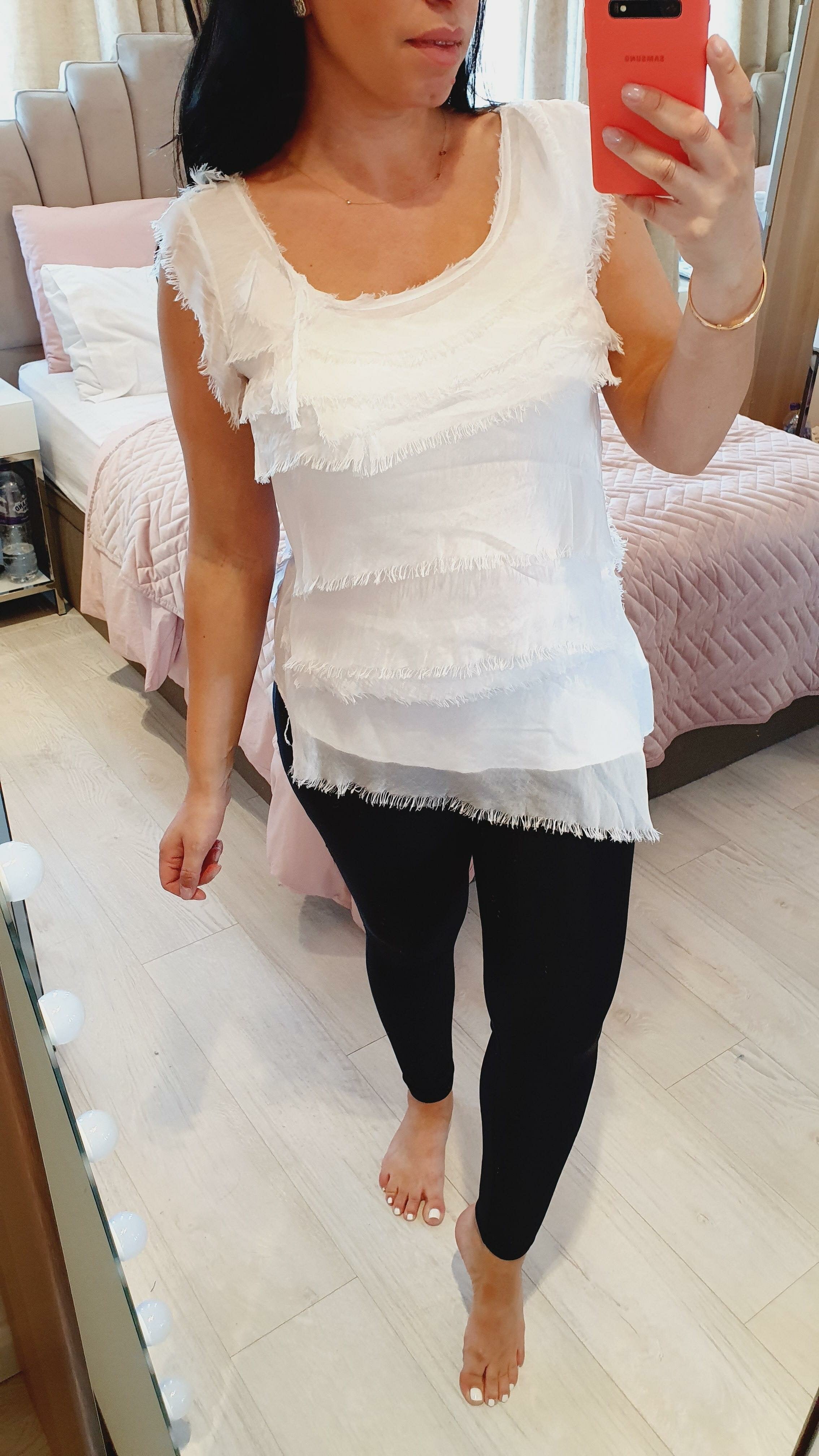 Nels Ruffle Silk Asymmetric Top