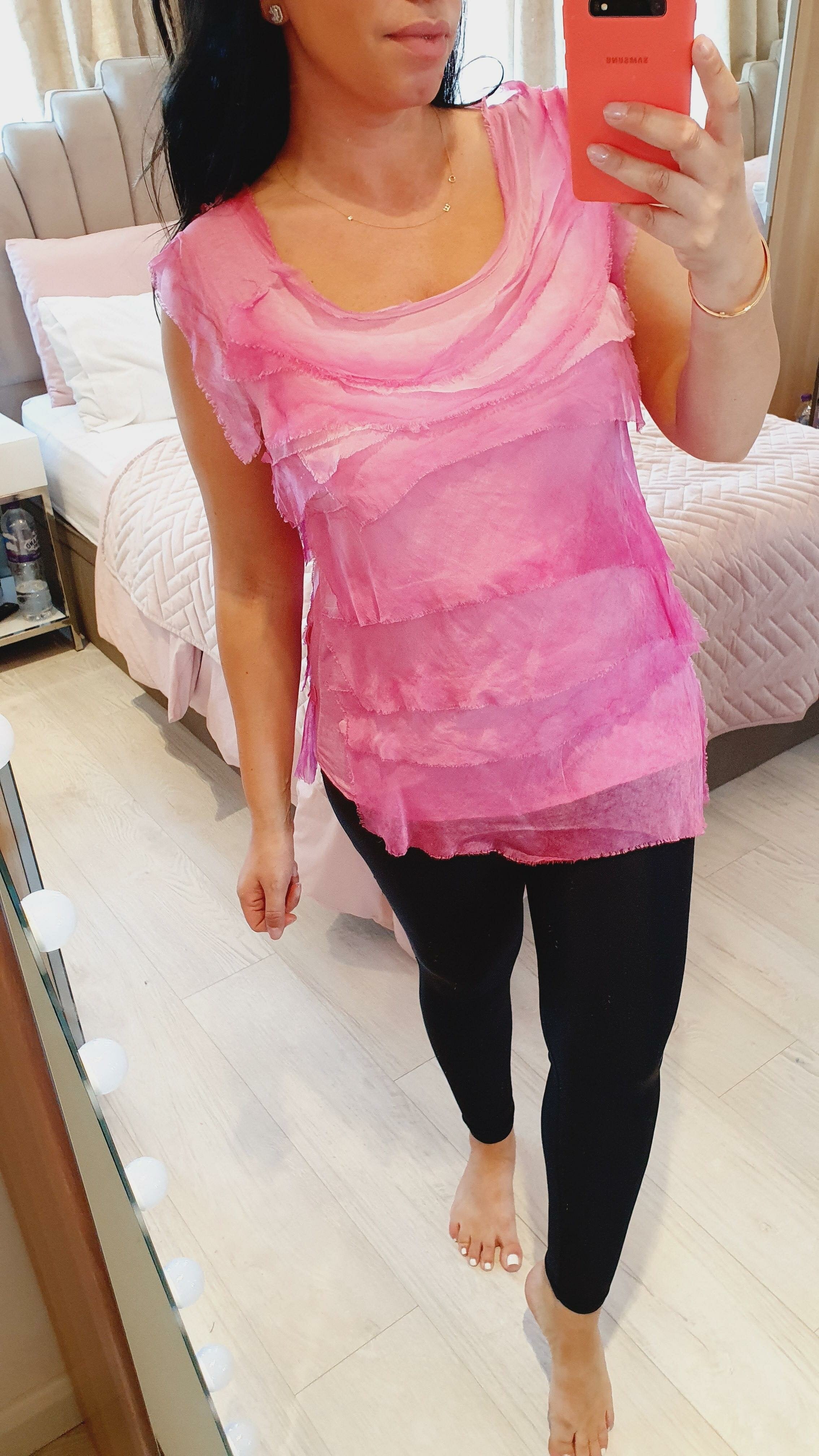 Nels Ruffle Silk Asymmetric Top