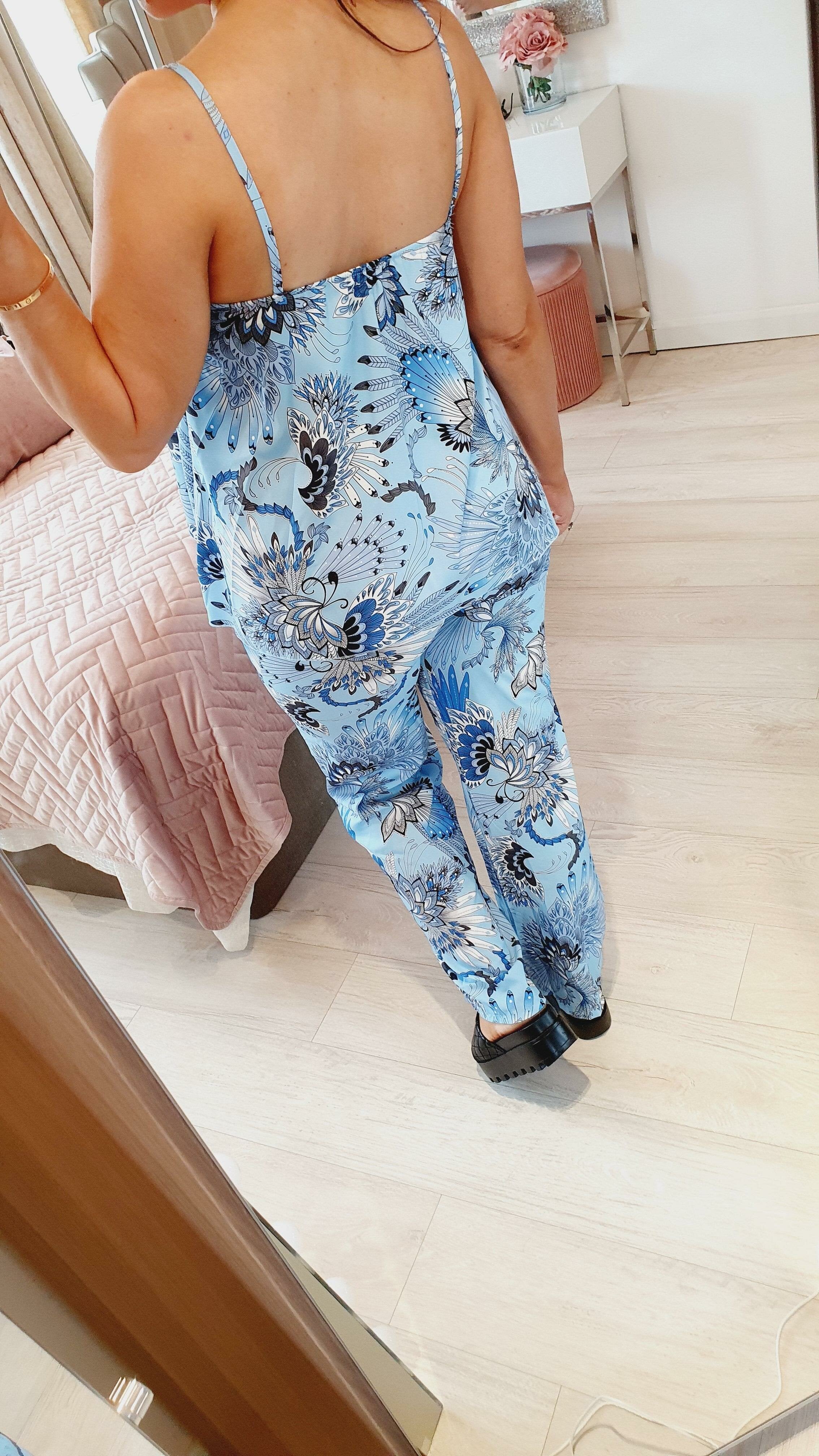 Fanando Feather Printed Cami Wide Leg Trouser Co-ord Set