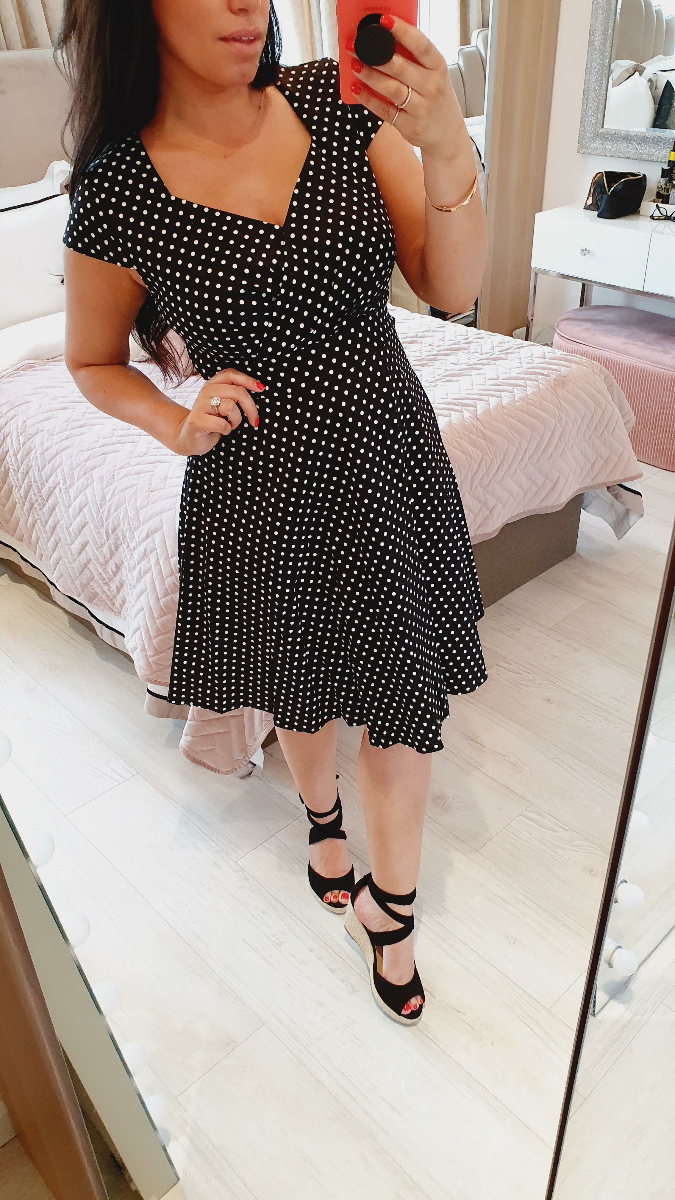 Pauline Black Polka Dot V-neck Dress