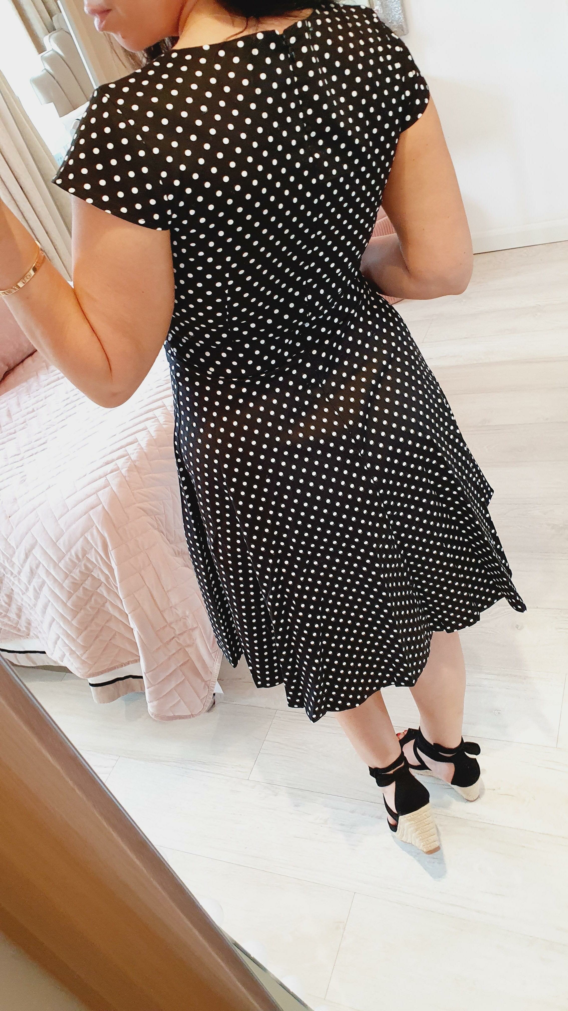 Pauline Black Polka Dot V-neck Dress