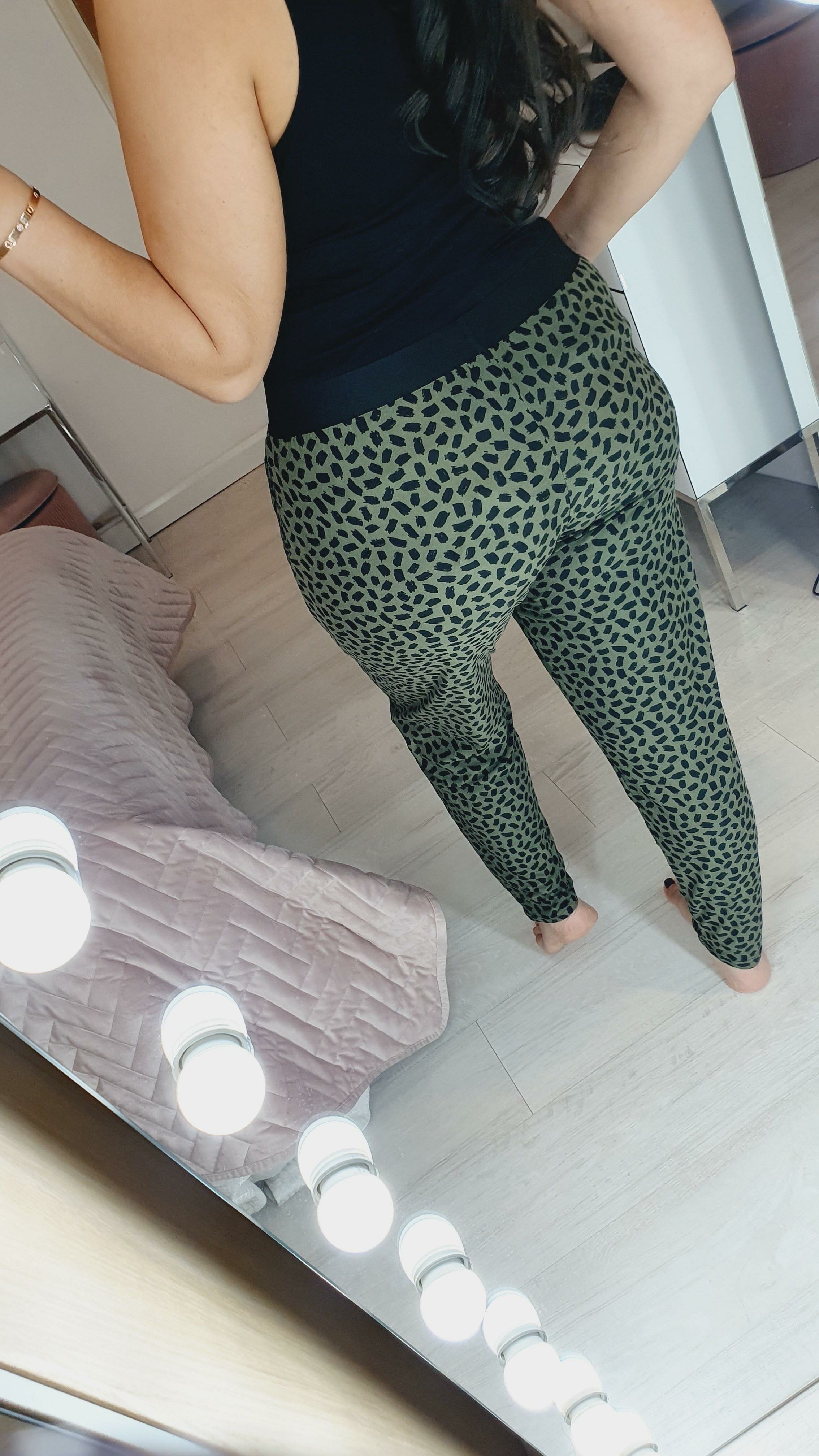 Alegra Khaki Printed Loose Fit Elasticated Hareems