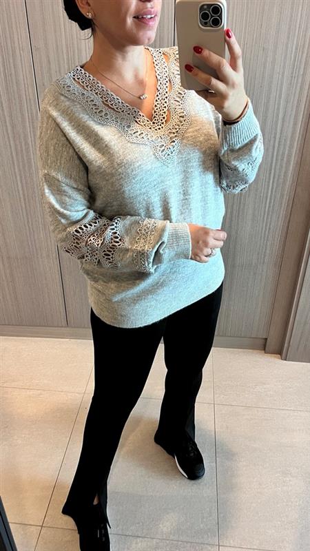 Chanice Crochet Detailed Super Soft Oversized Knit Jumper