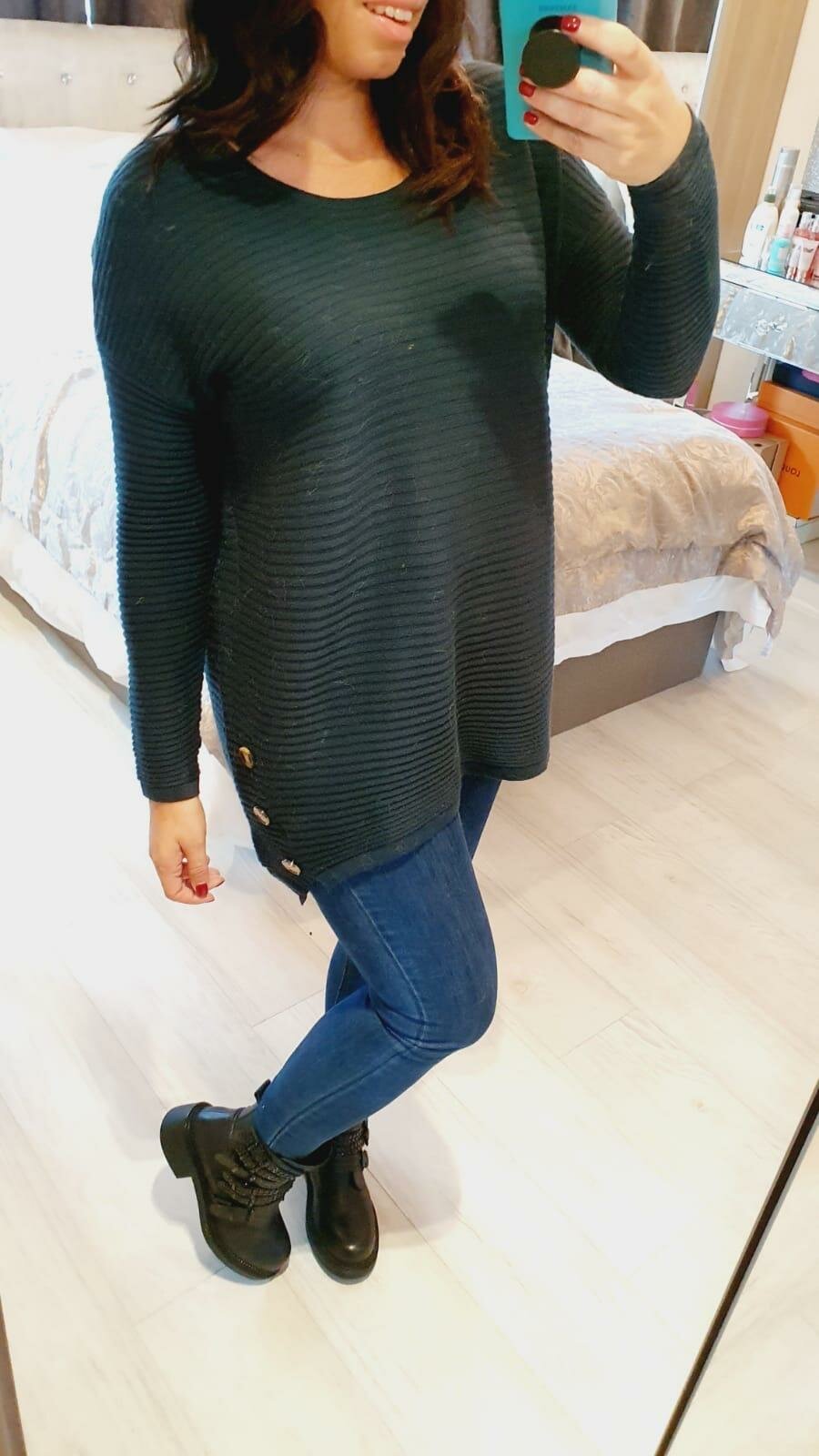 Tashie Ribbed Button Detail Jumper