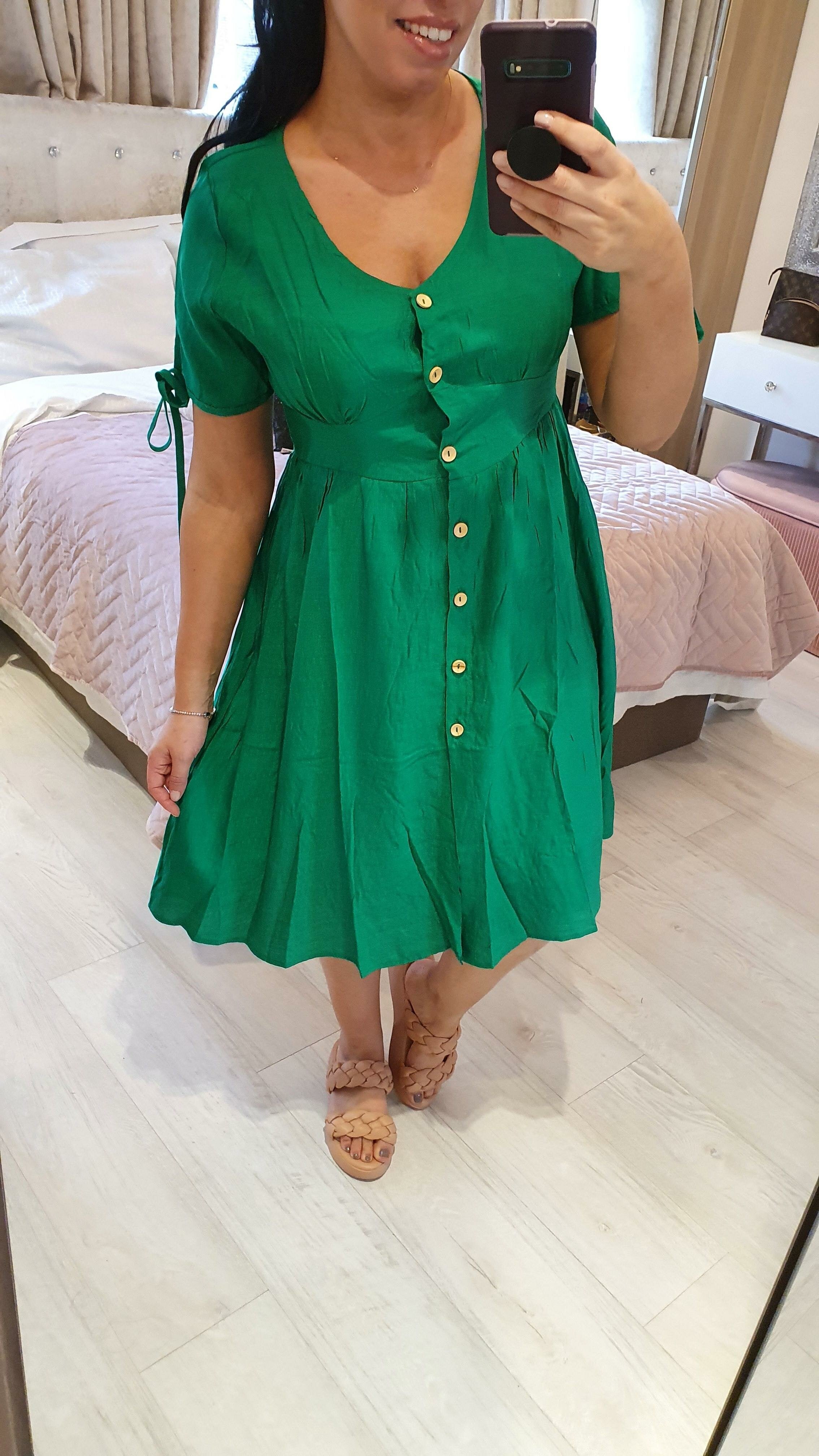 Alexanda Button Detailed Tie Sleeve Floaty Dress