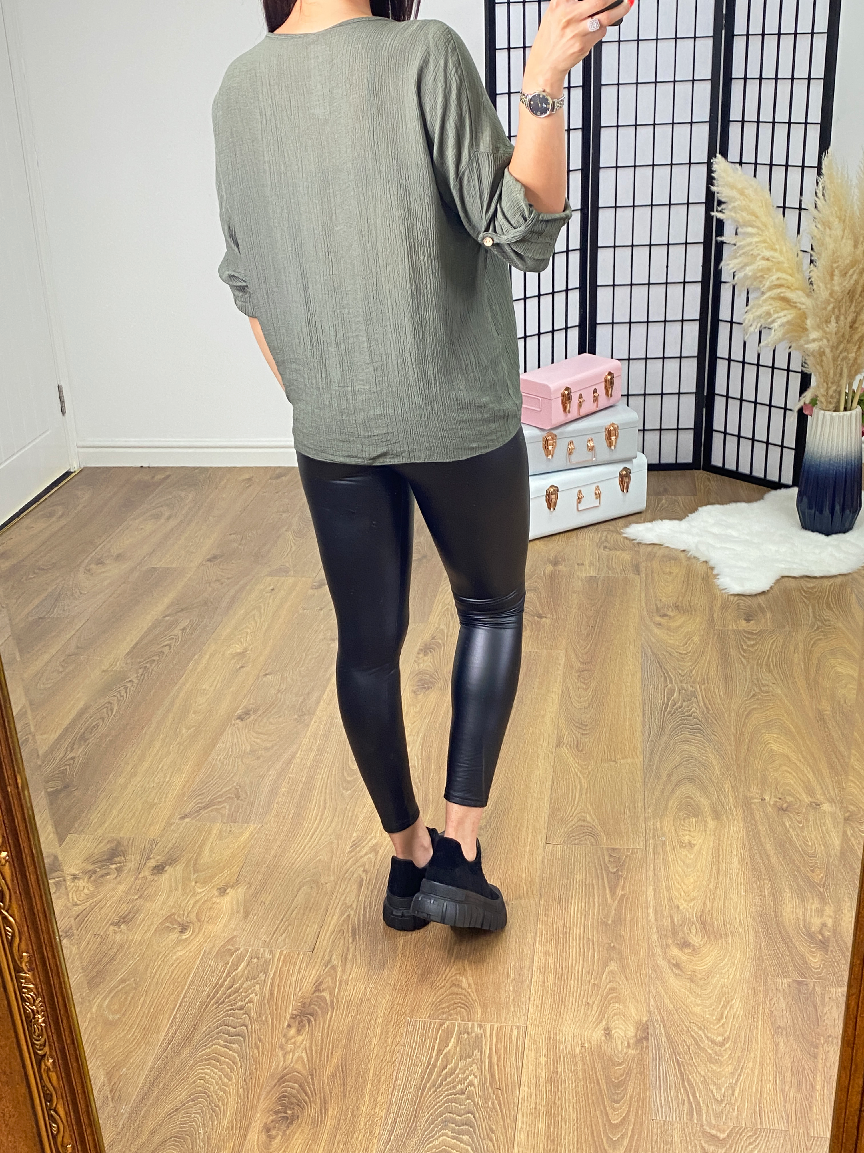 Central Crepe Tie Front Top