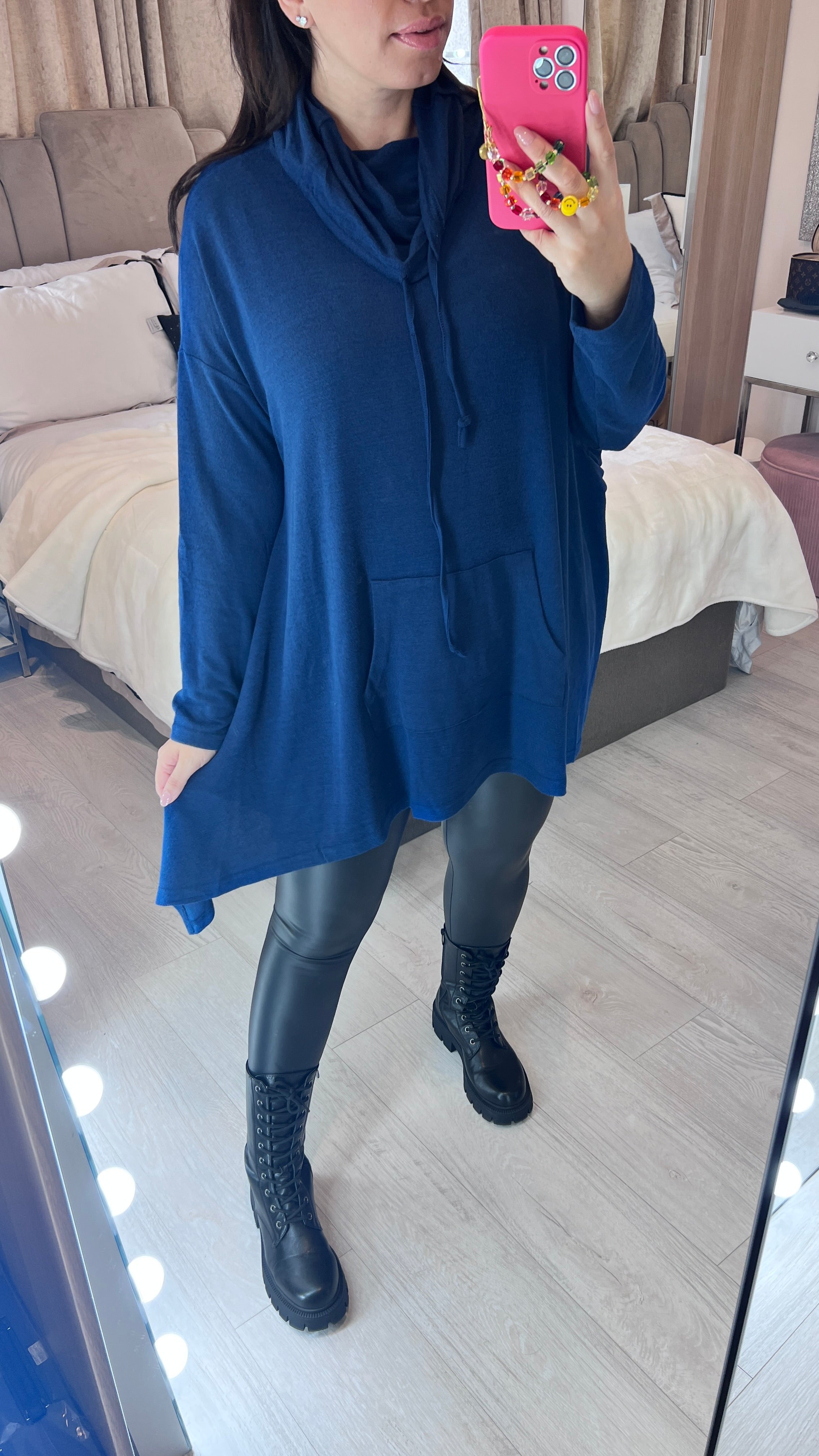 Embri Cowl Neck Dip Hem Knitted Tunic