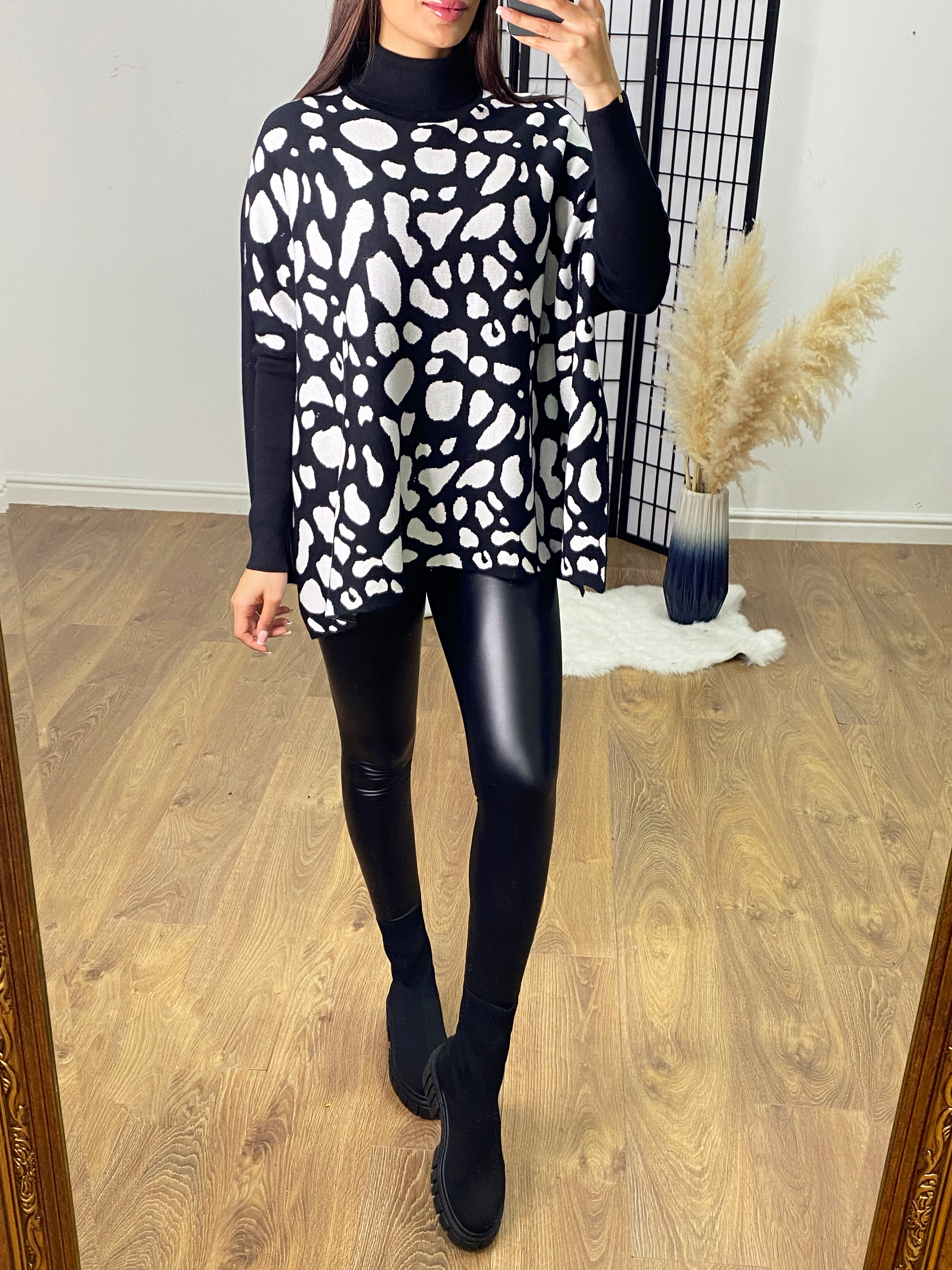 Indiah Giraffe Print Roll Neck Jumper