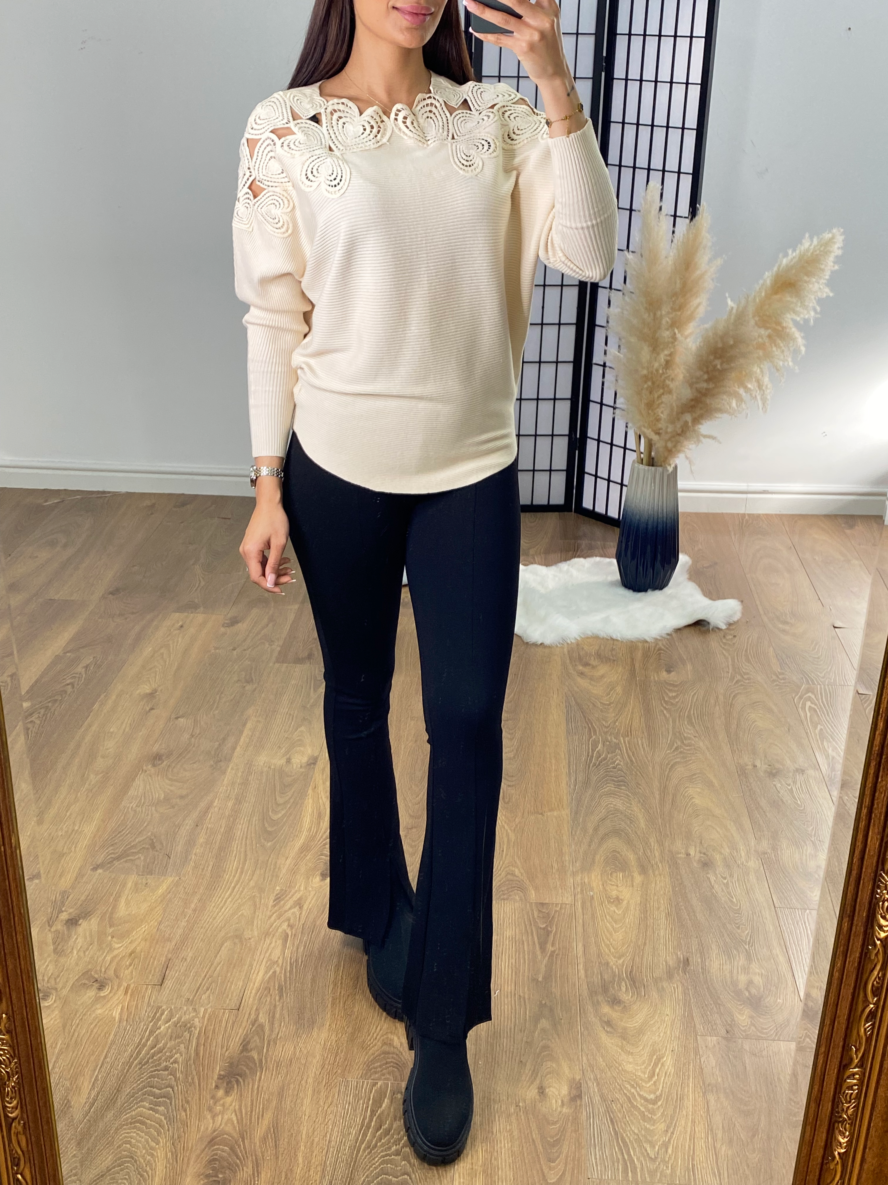 Savannah Stencil Heart Neckline Jumper