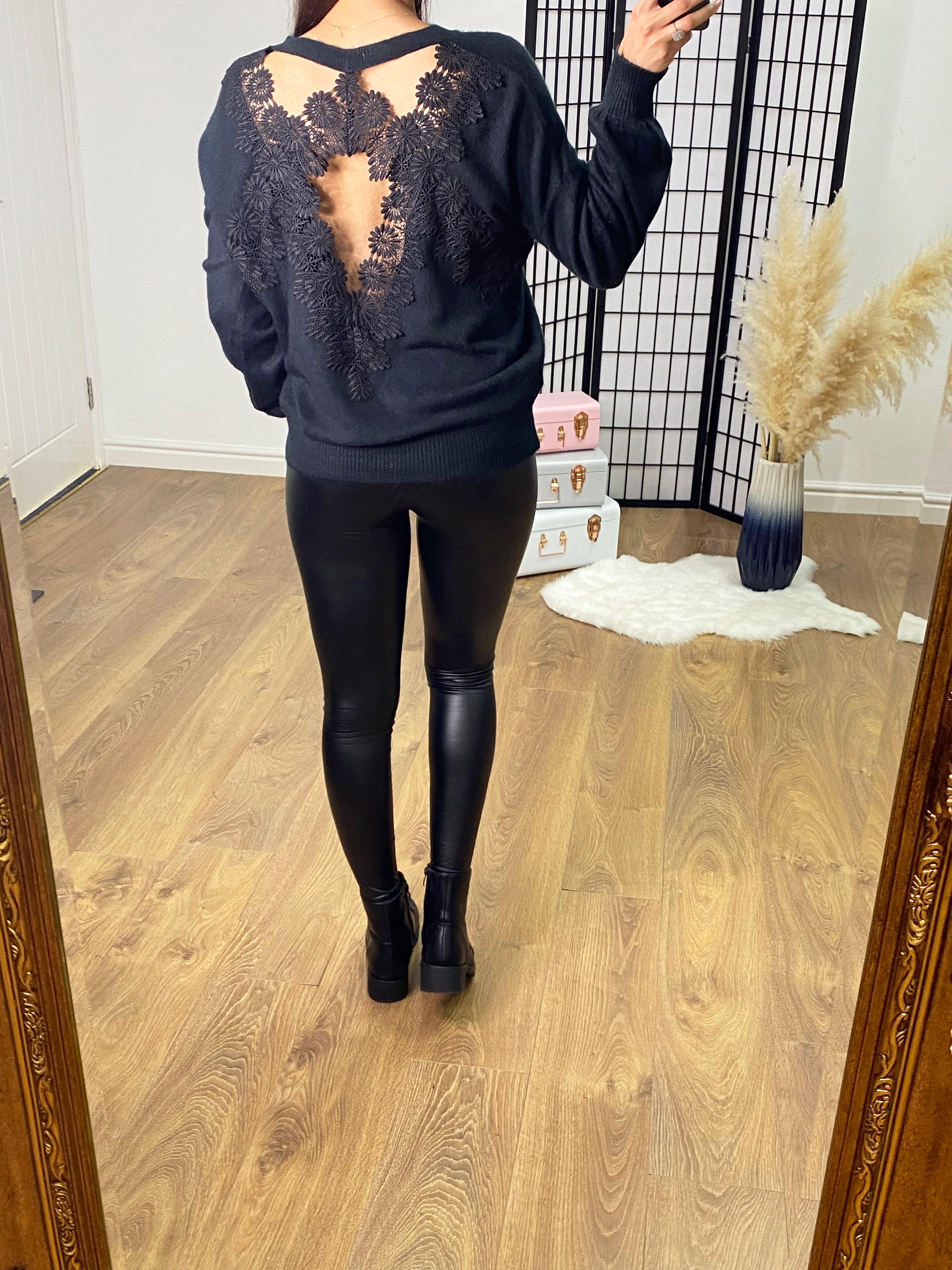 Tina Crochet Detail Cut Out Back Jumper