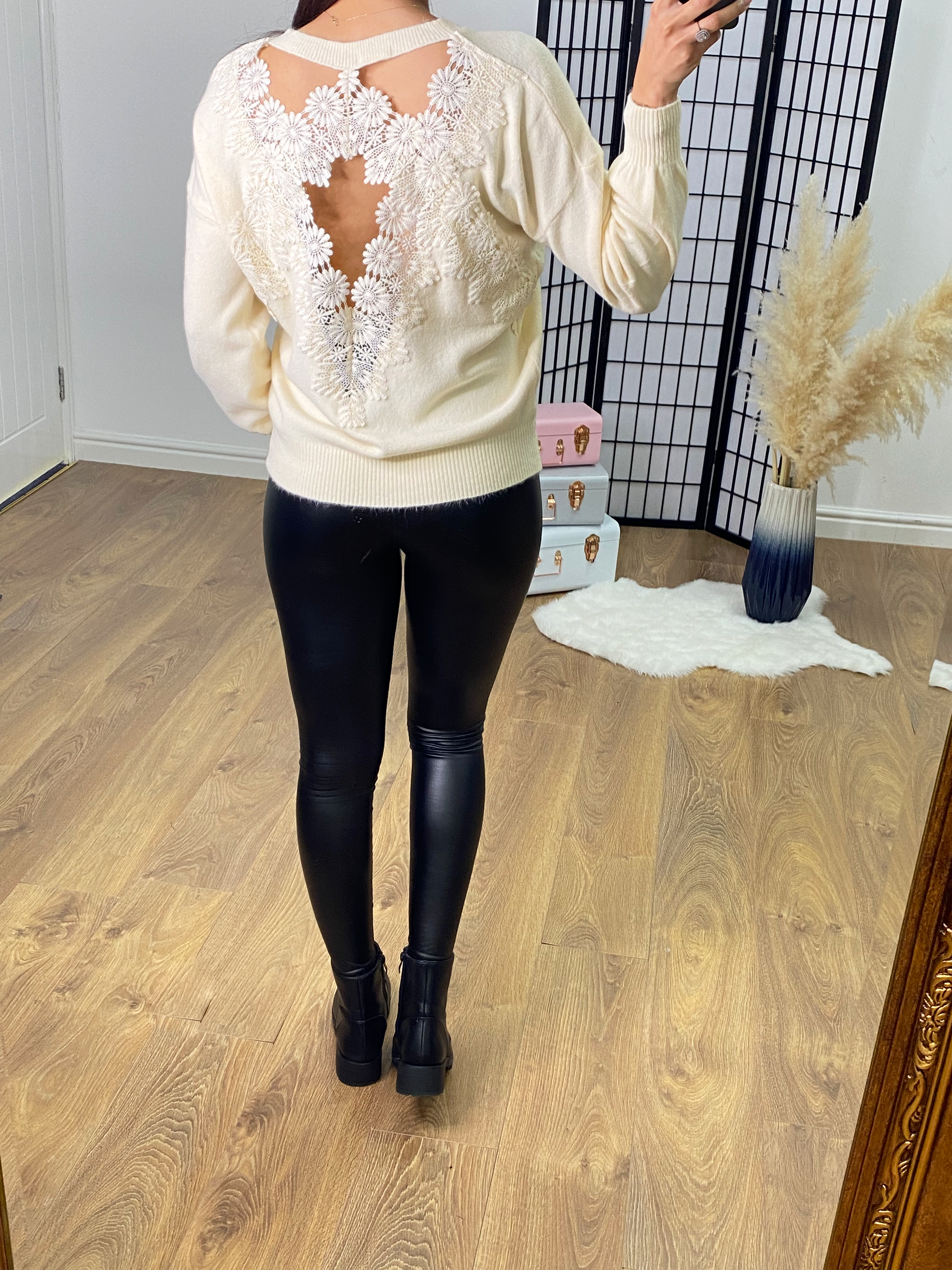 Tina Crochet Detail Cut Out Back Jumper