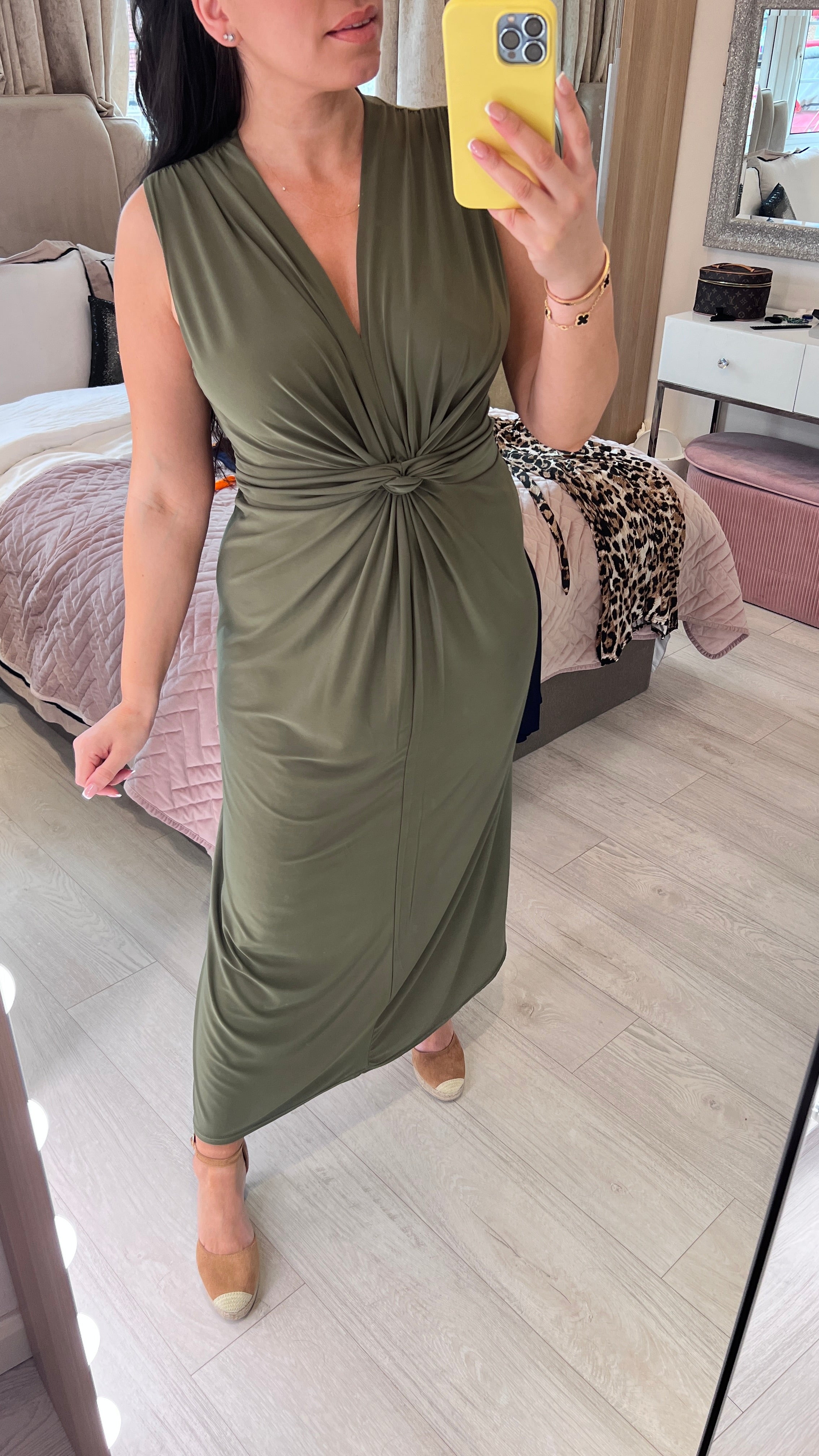 Meggy Plain Twist Knot Super Stretch Maxi Dress