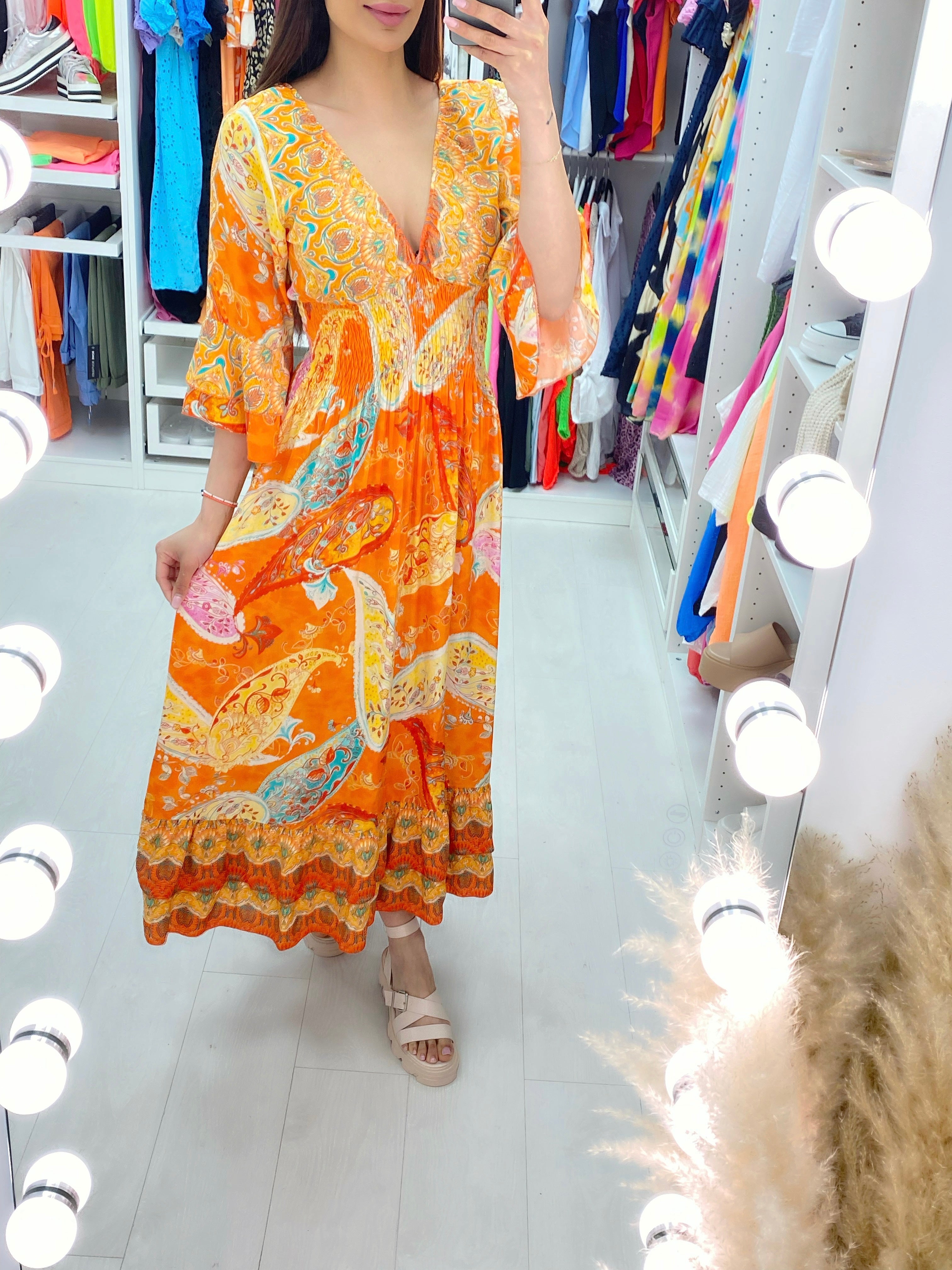 Selin Abstract Print Ruffle Hem Dress